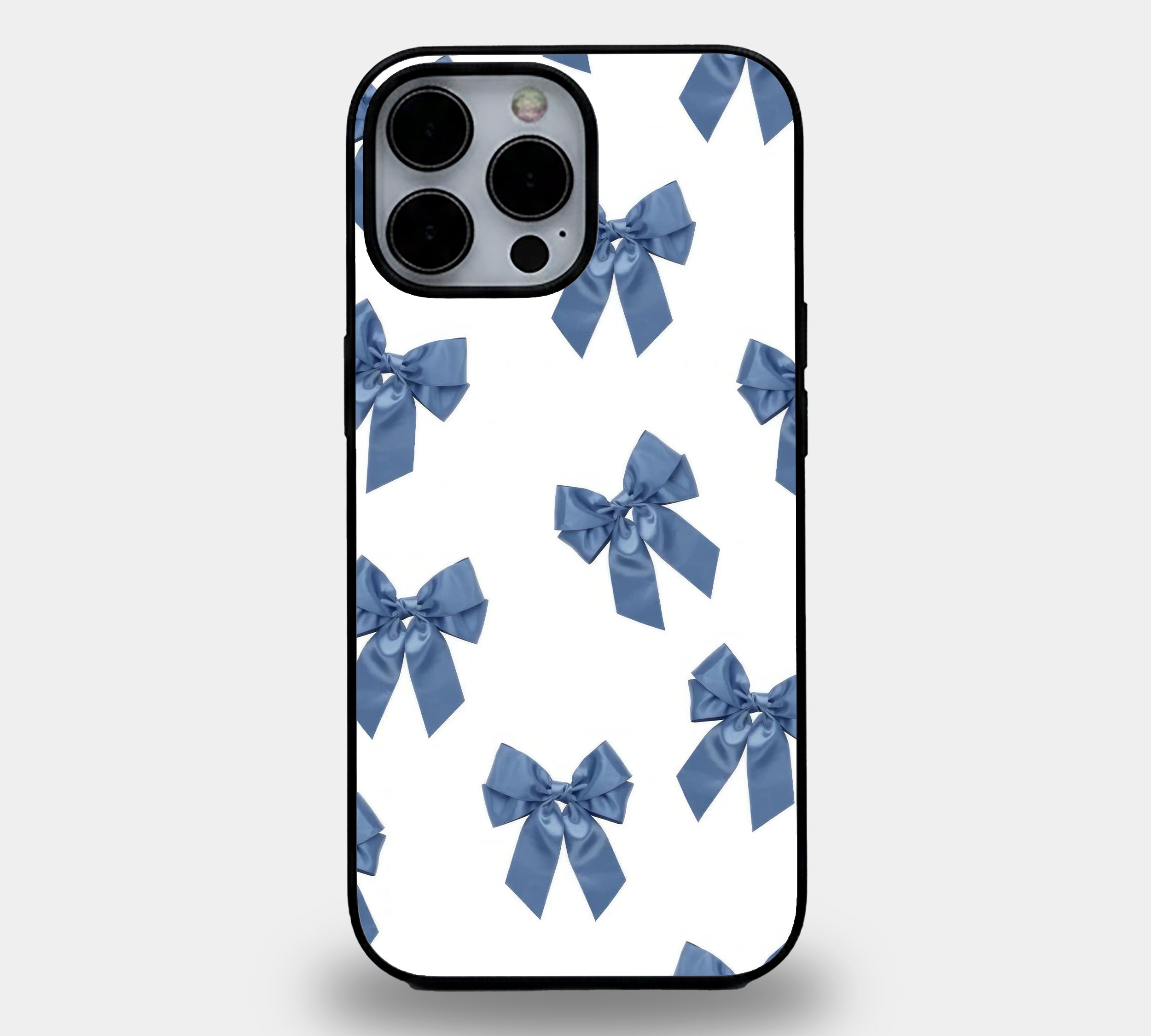 Vintage Blue Bow | Premium Glass iPhone & Samsung Mobile Cover Case