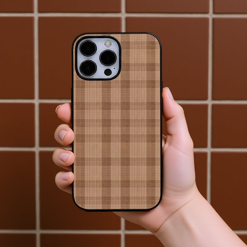Classic Brown Plaid | Premium Glass iPhone & Samsung Mobile Cover Case
