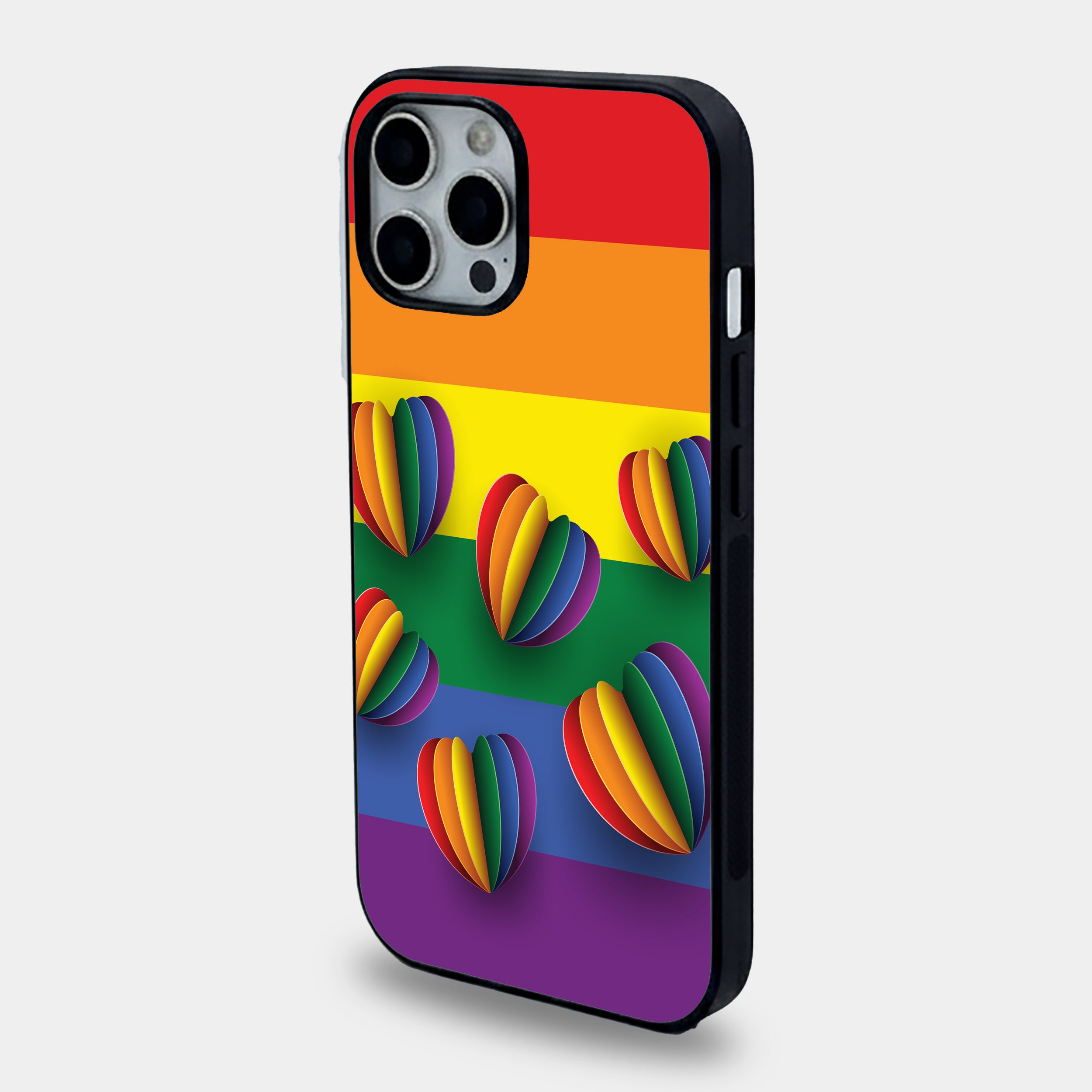 Prism Hearts Rainbow | Premium Glass iPhone Mobile Cover Case