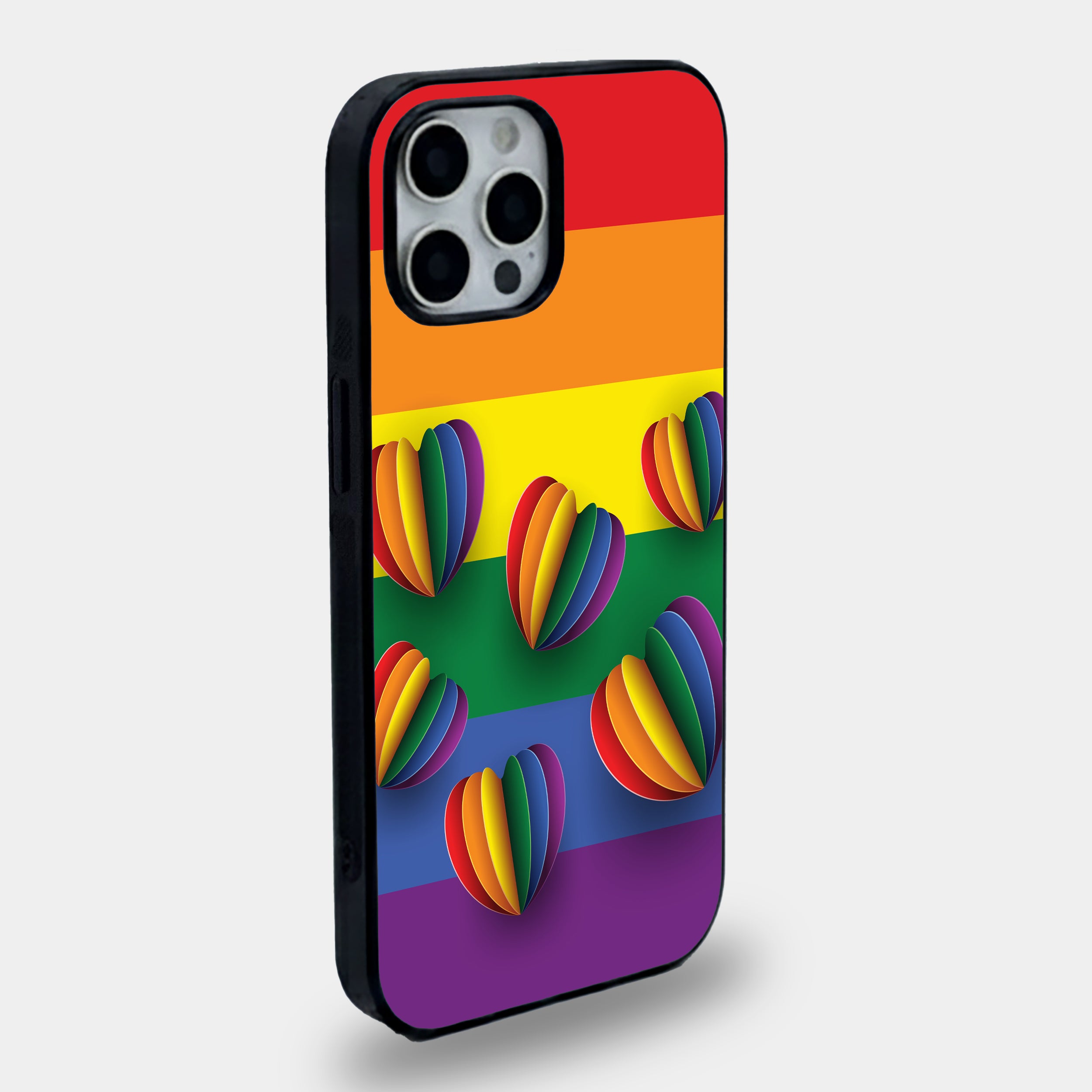 Prism Hearts Rainbow | Premium Glass iPhone Mobile Cover Case