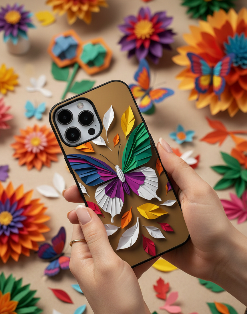 Origami Butterfly | Premium Glass iPhone & Samsung Mobile Cover Case