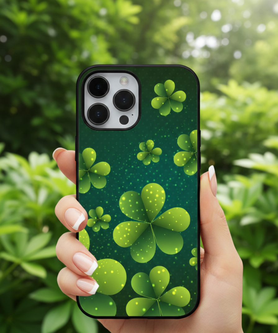 Glowing Emerald Shamrock | Premium Glass iPhone Mobile Cover Case