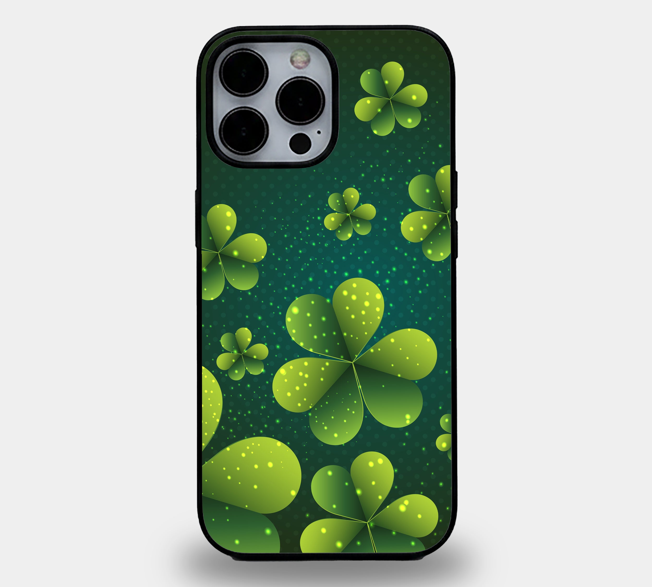 Glowing Emerald Shamrock | Premium Glass iPhone Mobile Cover Case