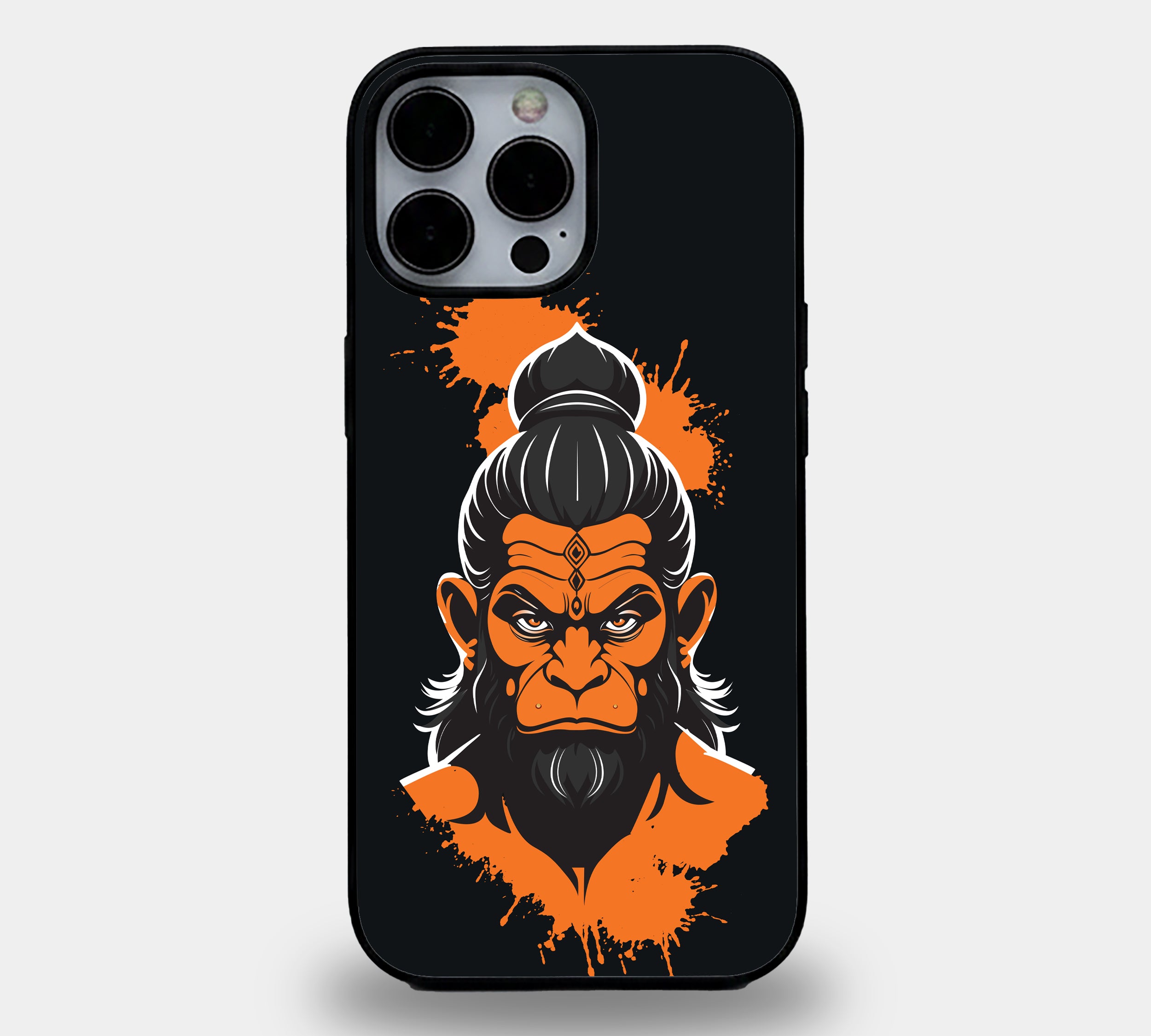 Lord Hanuman Modern Warrior | Premium Glass iPhone Mobile Cover Case
