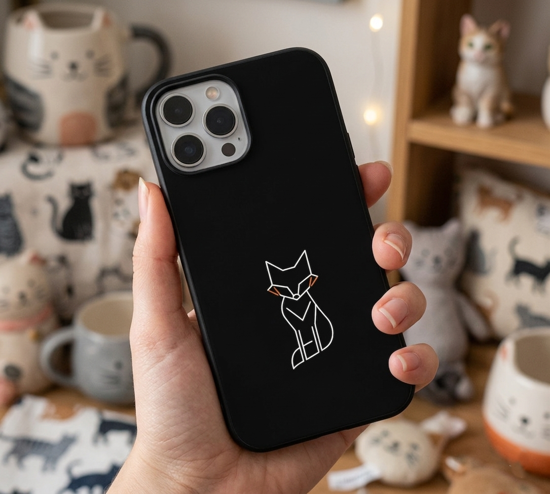 Minimalist Geometric Fox | Premium Glass iPhone & Samsung Mobile Cover Case