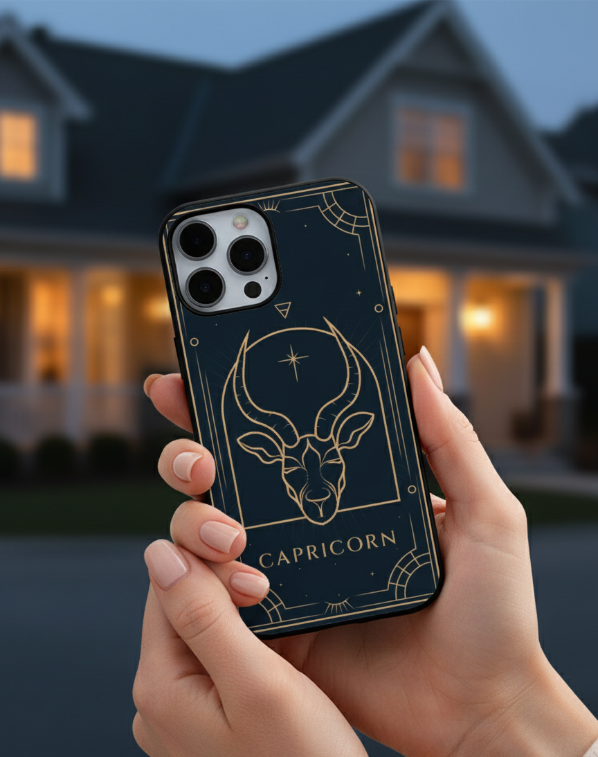 Capricorn Mystic Horns | Premium Glass iPhone Mobile Cover Case