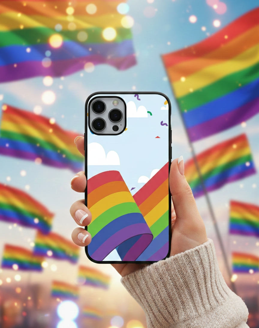 Sky-High Pride Rainbow Ribbon | Premium Glass iPhone Mobile Cover Case