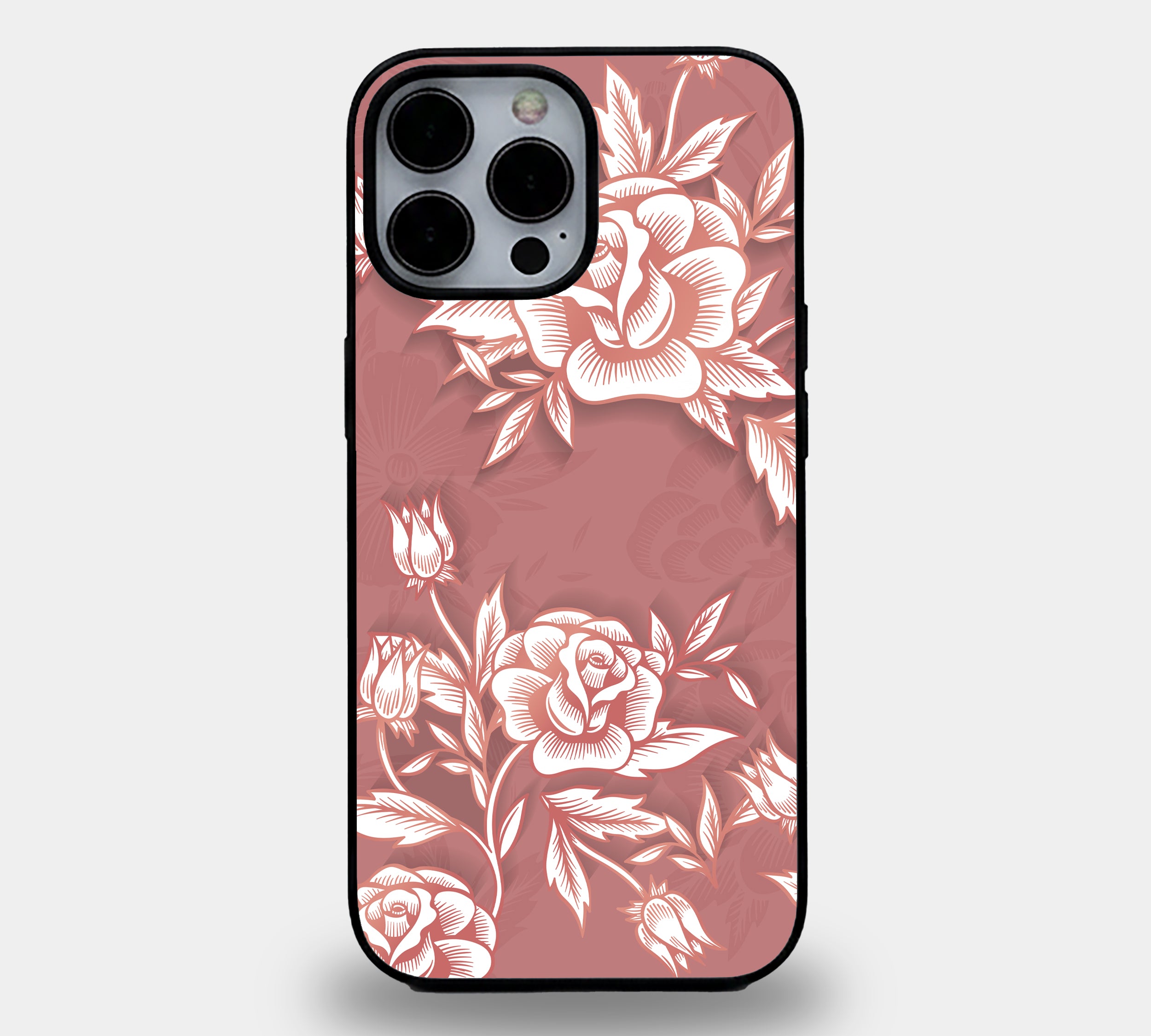 Vintage Rose Woodcut | Premium Glass iPhone Mobile Cover Case