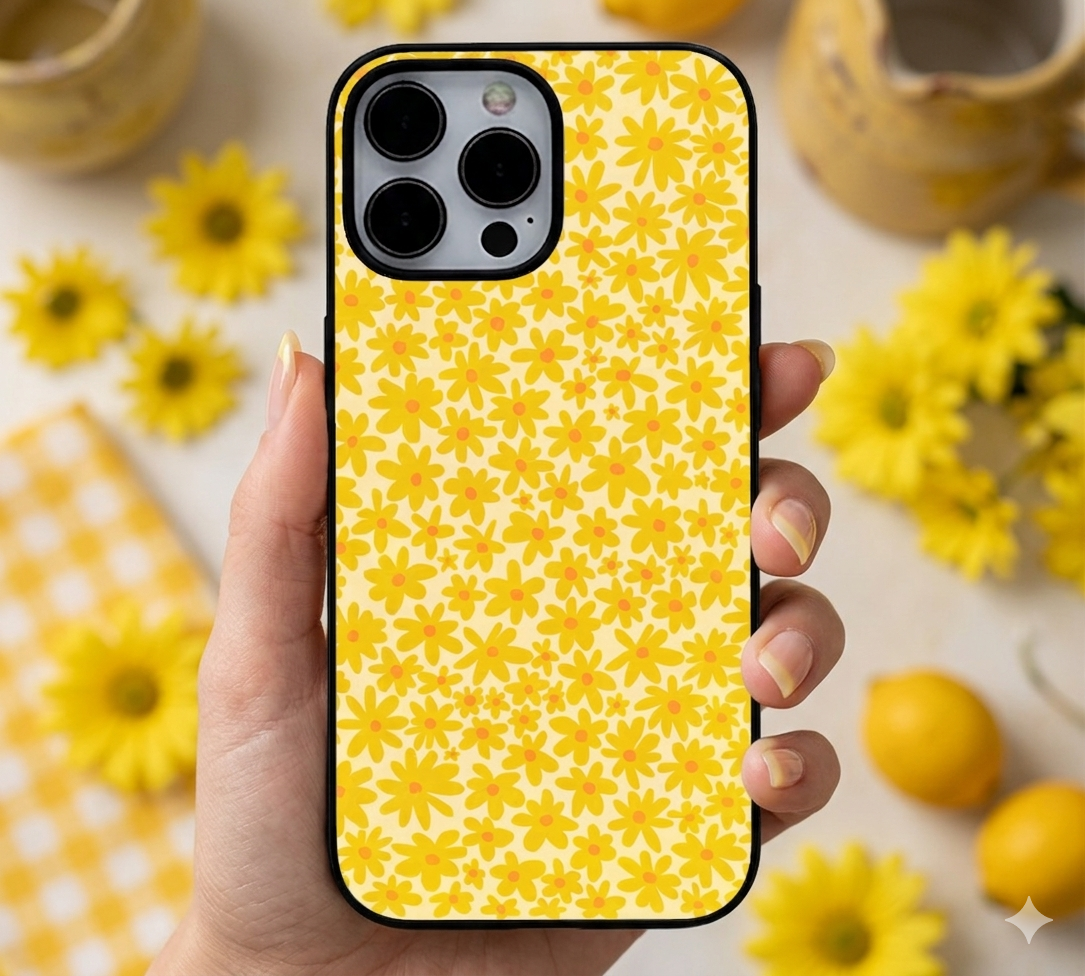 Yellow Daisy Floral | Premium Glass iPhone & Samsung Mobile Cover Case