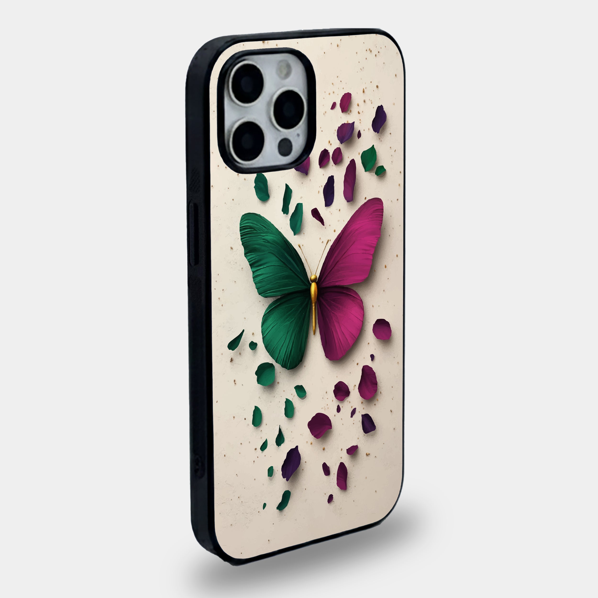 Split-Tone Butterfly Wing Petals | Premium Glass iPhone Mobile Cover Case