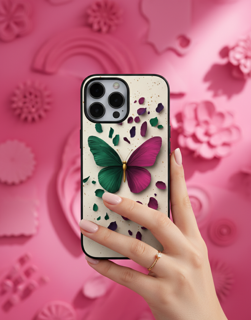 Split-Tone Butterfly Wing Petals | Premium Glass iPhone Mobile Cover Case