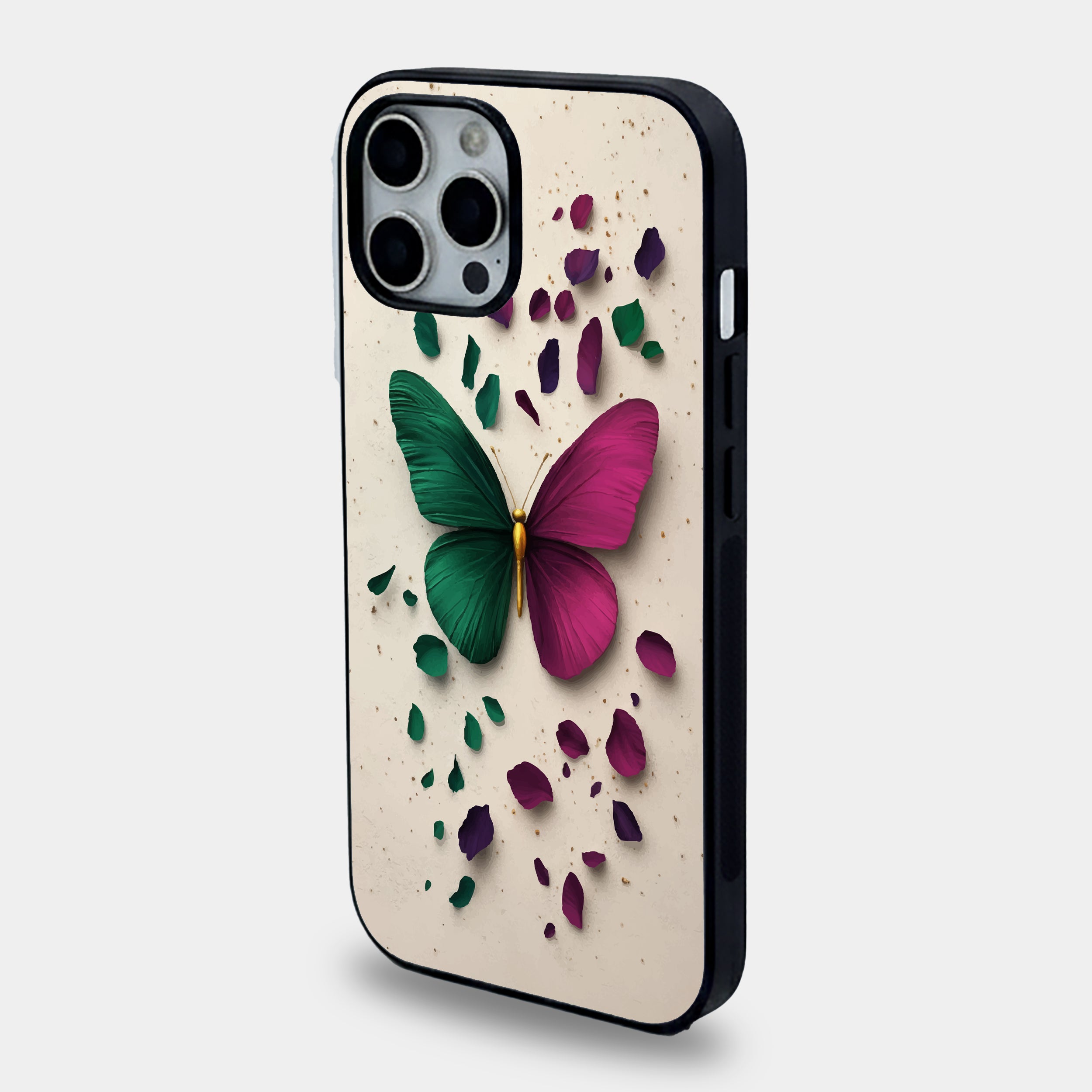 Split-Tone Butterfly Wing Petals | Premium Glass iPhone Mobile Cover Case