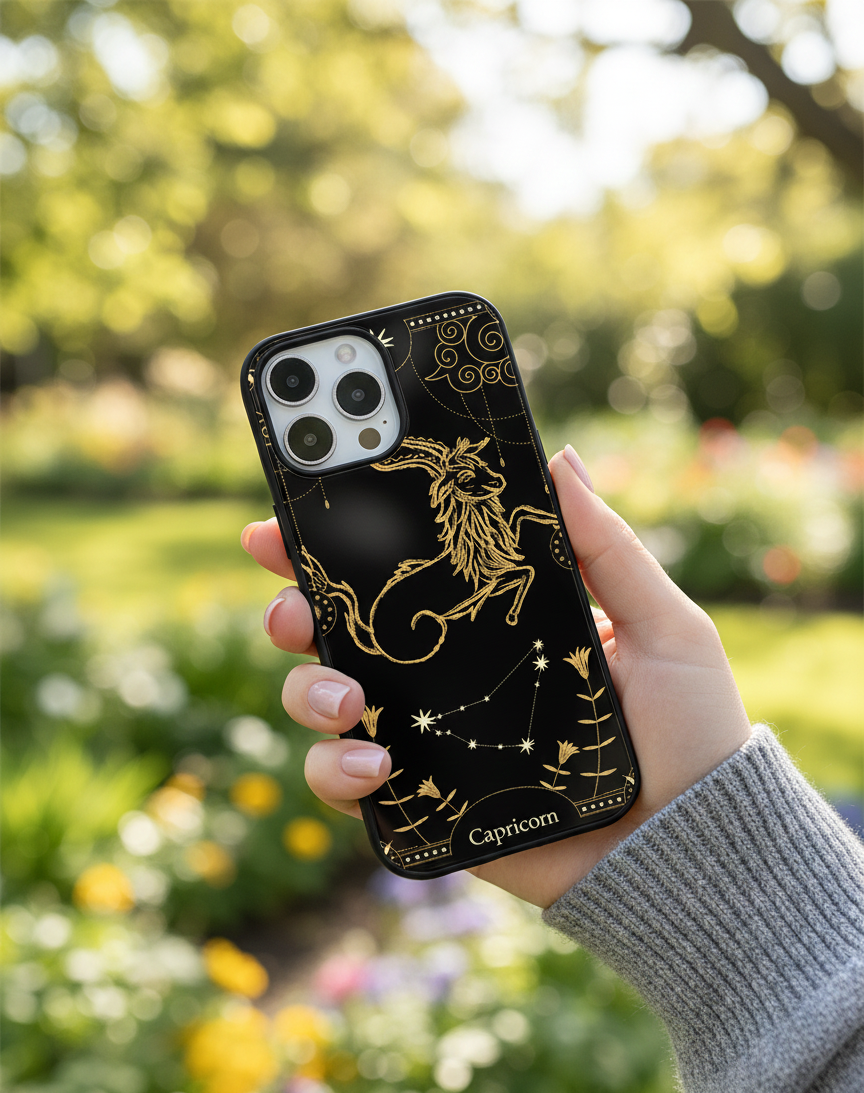 Capricorn Ornate Sea-Goat Art | Premium Glass iPhone Mobile Cover Case