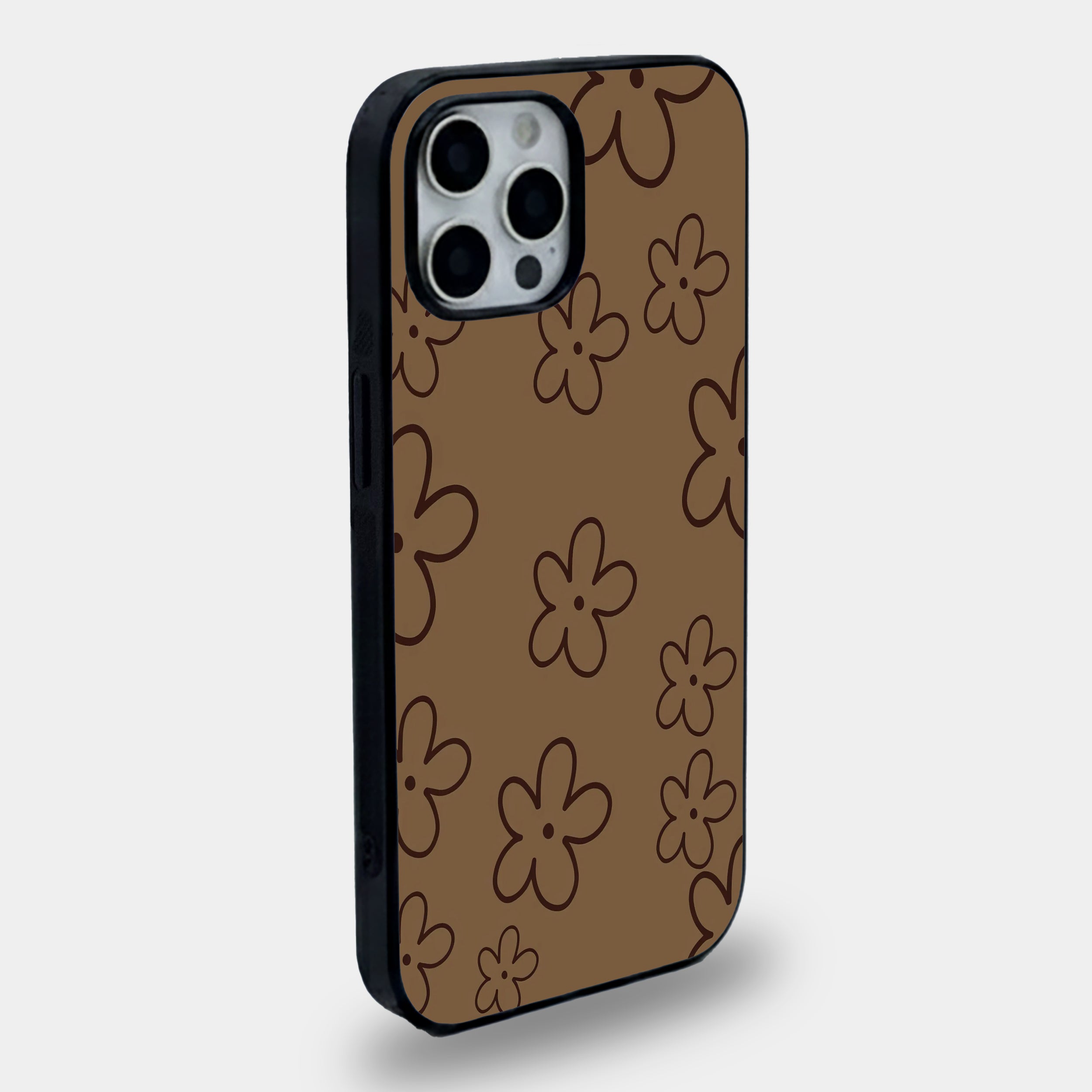 Vintage Retro Brown Floral | Premium Glass iPhone & Samsung Mobile Cover Case