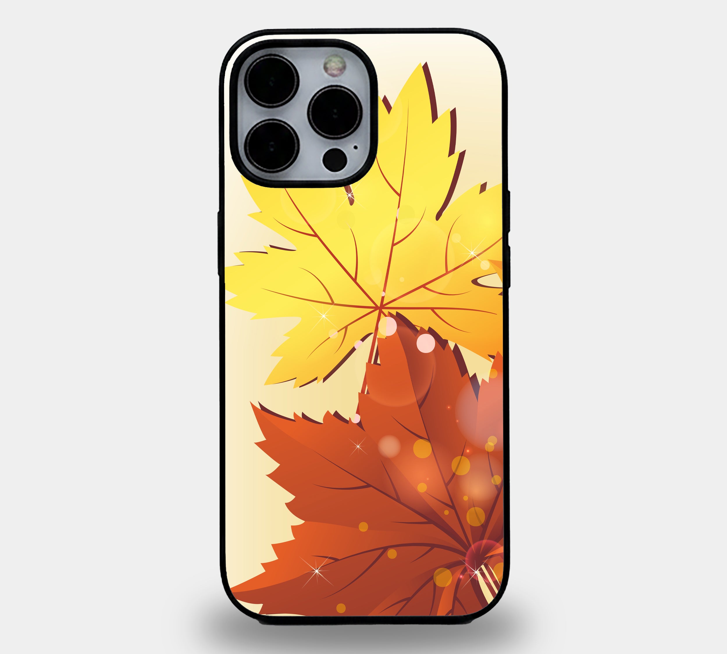 Golden Autumn Maple Leaves | Premium Glass iPhone Mobile Cover Case