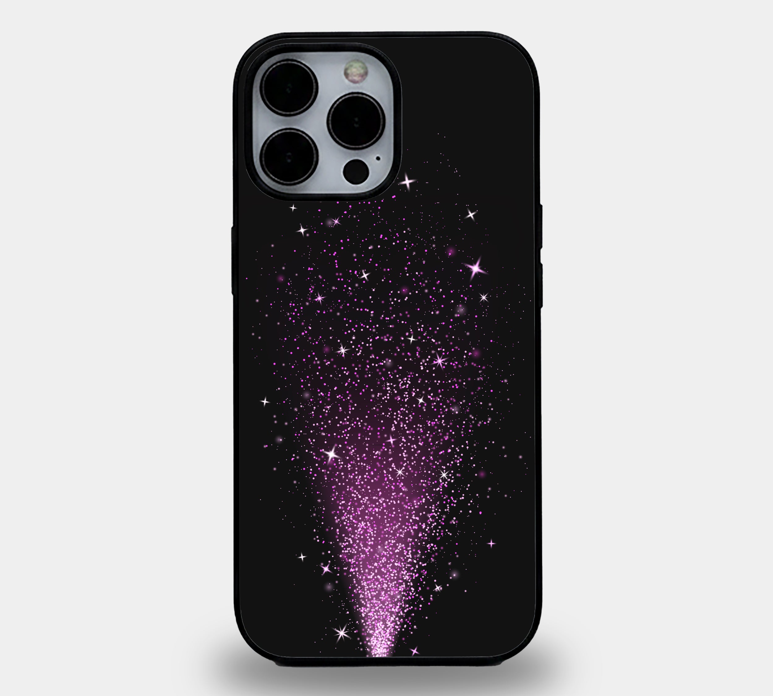 Black Purple Sparkle Fountain | Premium Glass iPhone Mobile Cover Case