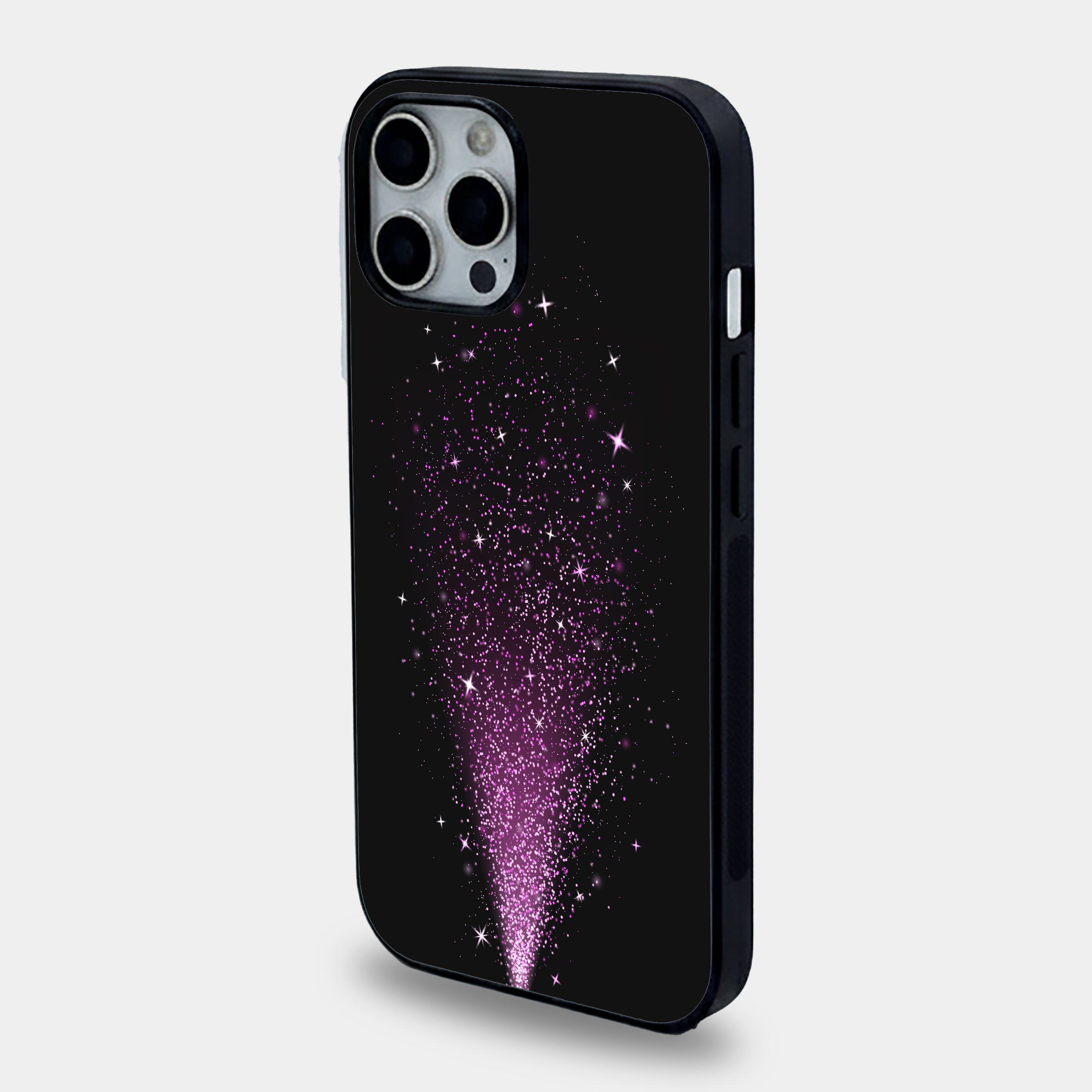 Black Purple Sparkle Fountain | Premium Glass iPhone Mobile Cover Case