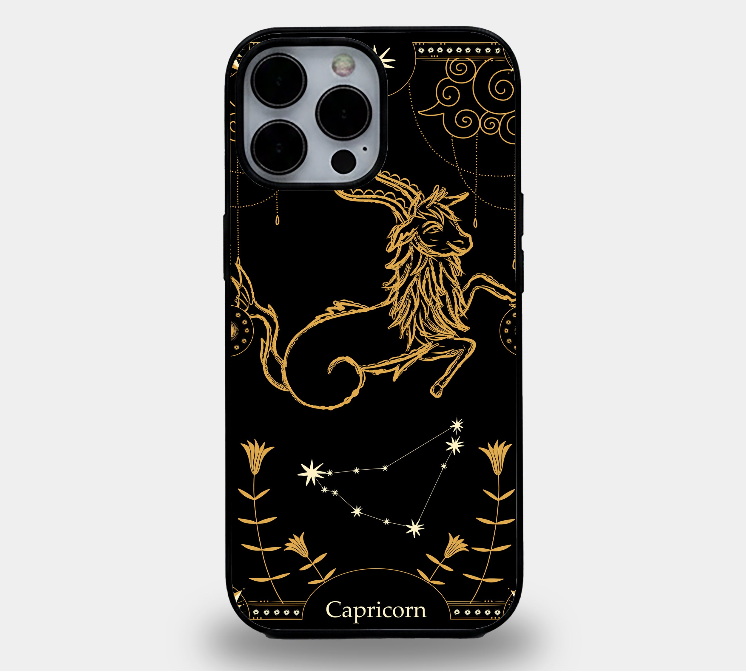 Capricorn Ornate Sea-Goat Art | Premium Glass iPhone Mobile Cover Case
