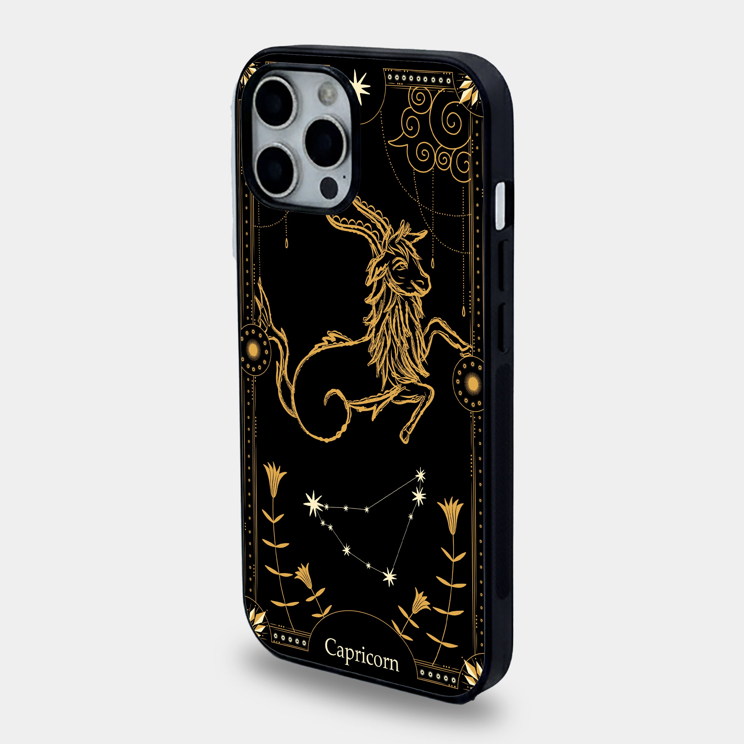 Capricorn Ornate Sea-Goat Art | Premium Glass iPhone Mobile Cover Case