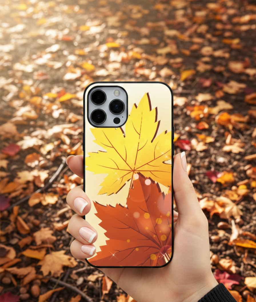 Golden Autumn Maple Leaves | Premium Glass iPhone & Samsung Mobile Cover Case