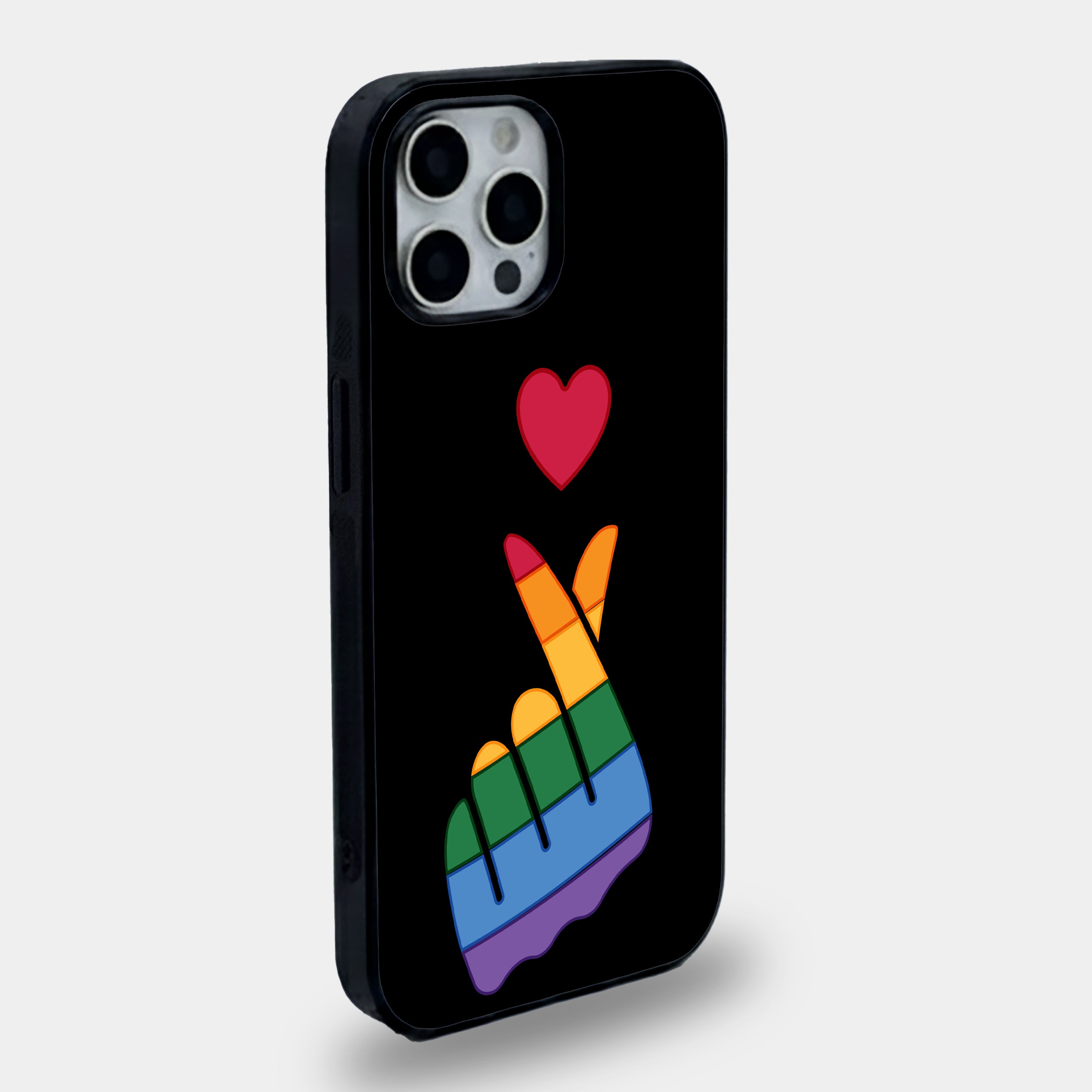 Pride Finger Heart Rainbow | Premium Glass iPhone Mobile Cover Case