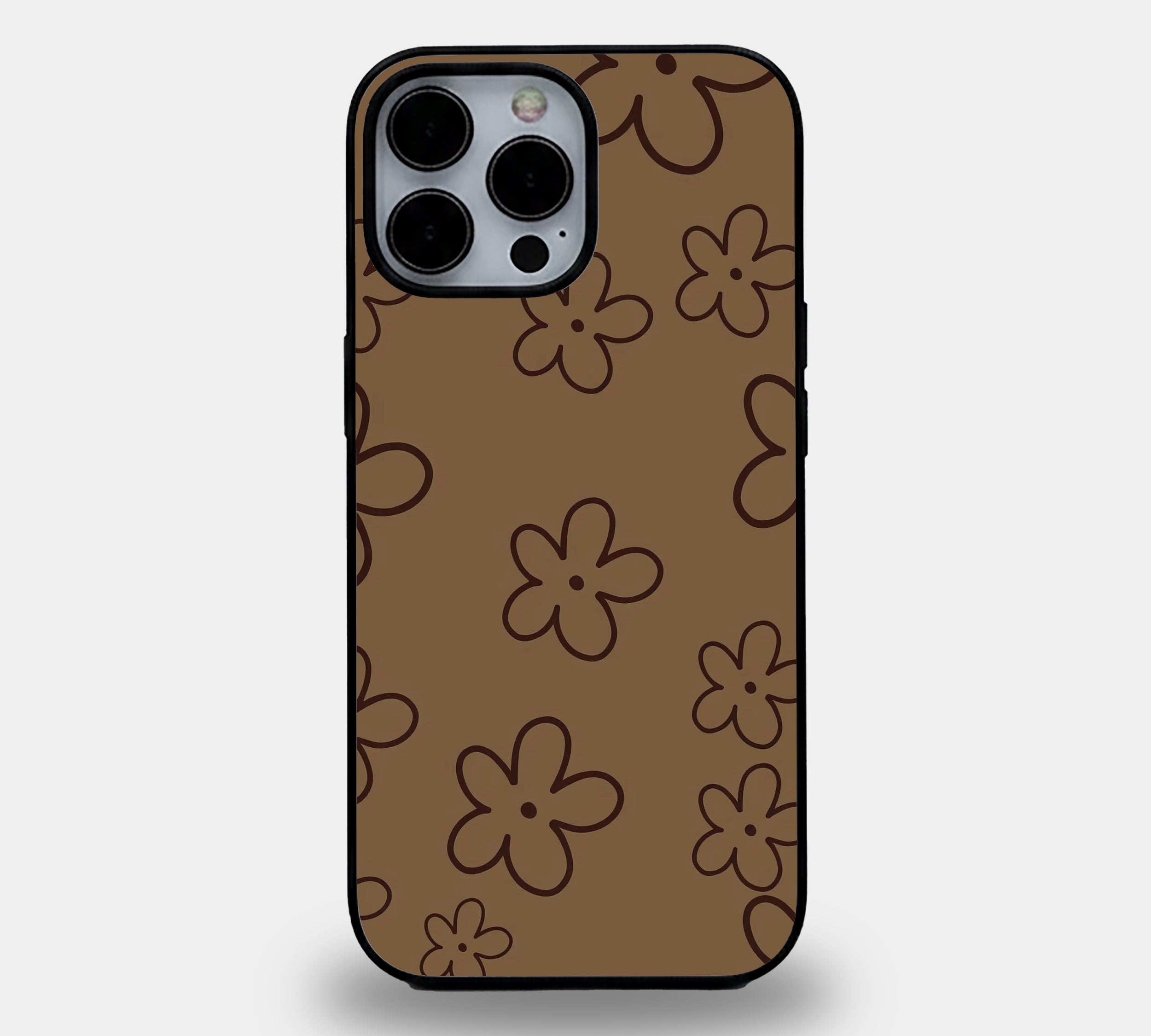 Vintage Retro Brown Floral | Premium Glass iPhone & Samsung Mobile Cover Case