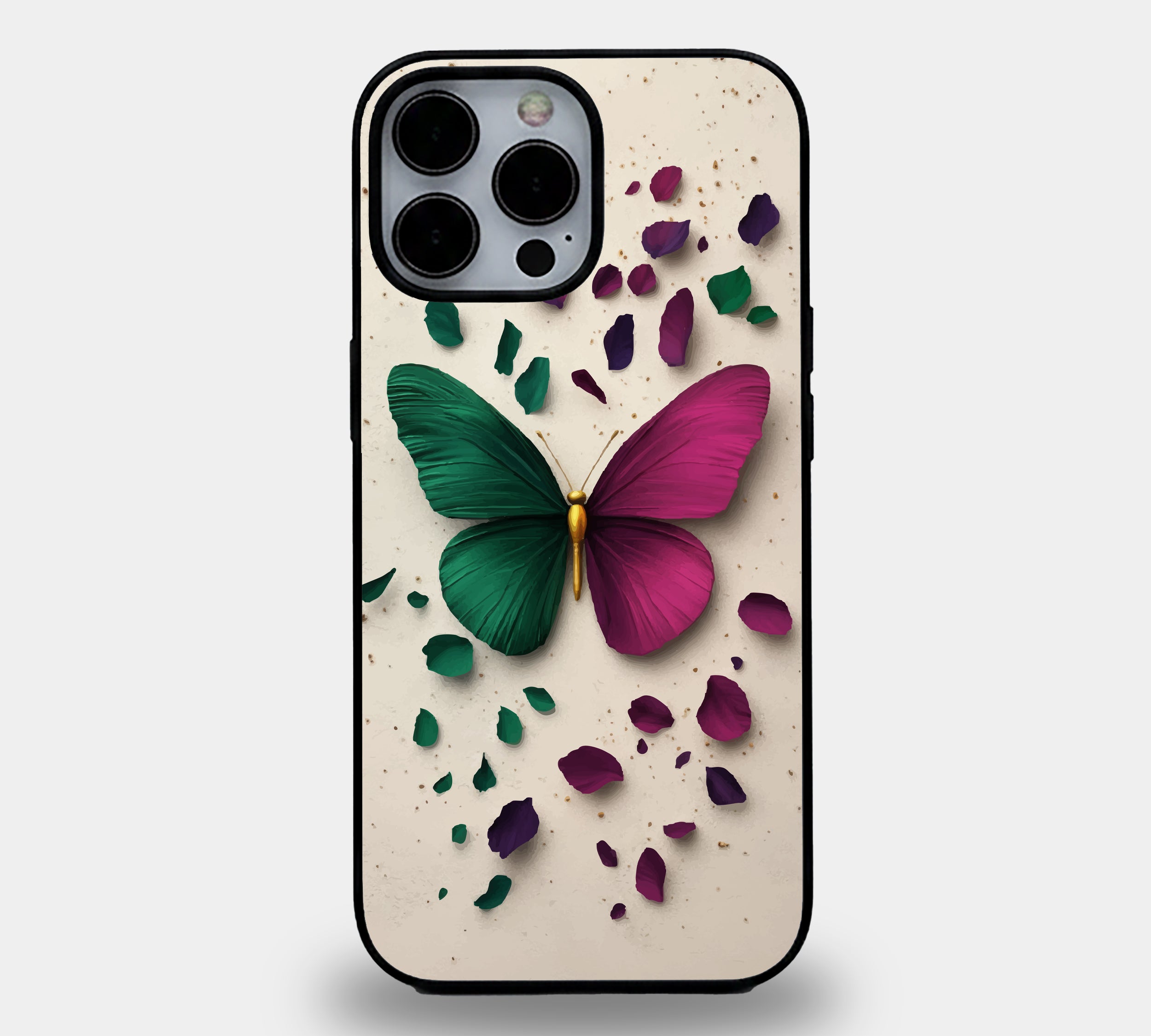 Split-Tone Butterfly Wing Petals | Premium Glass iPhone Mobile Cover Case