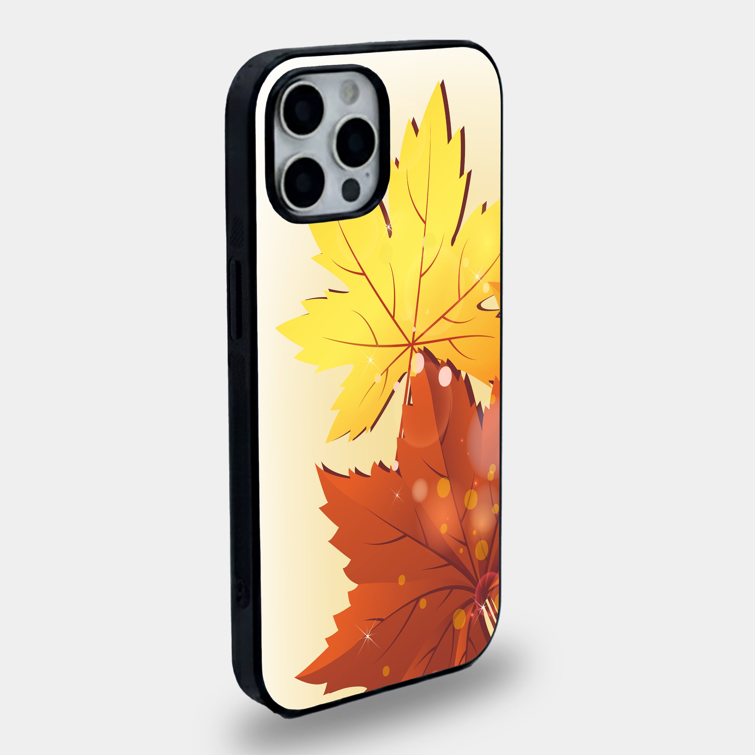 Golden Autumn Maple Leaves | Premium Glass iPhone Mobile Cover Case