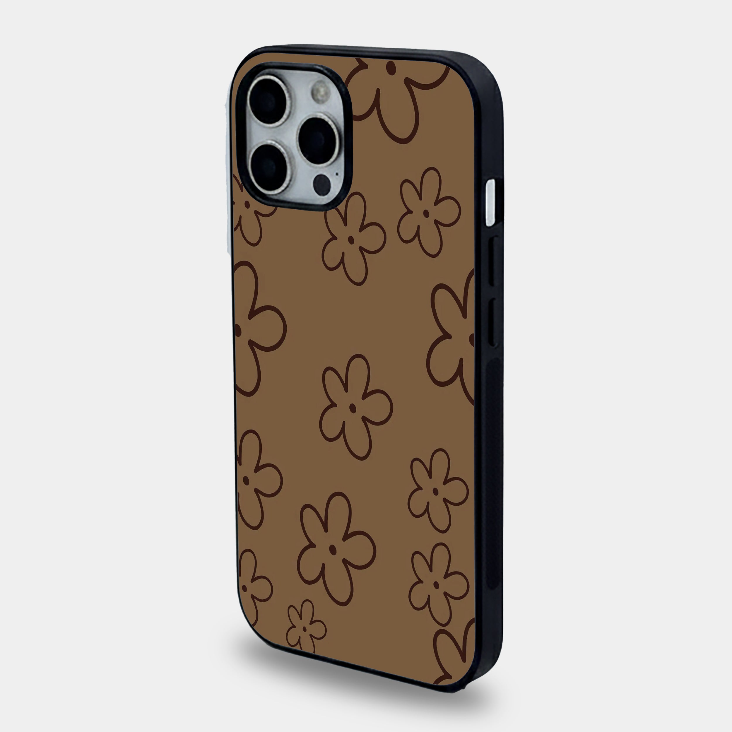 Vintage Retro Brown Floral | Premium Glass iPhone & Samsung Mobile Cover Case
