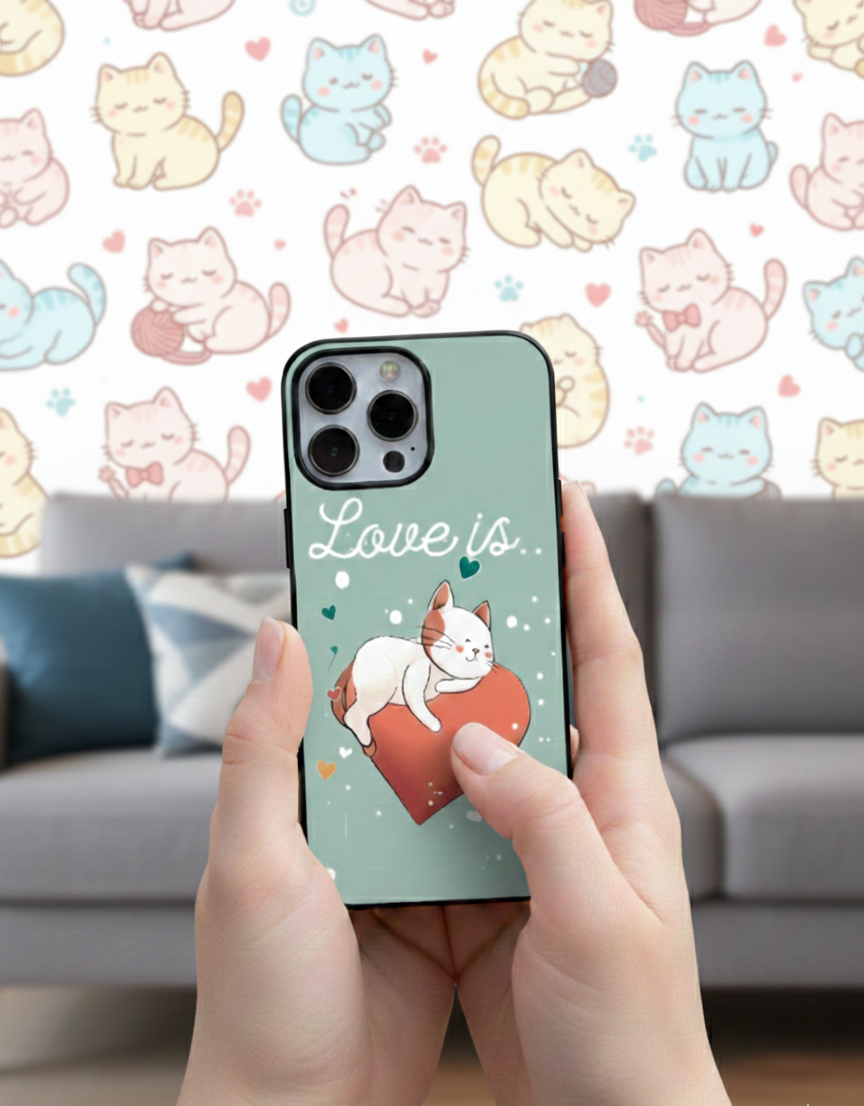 Heart Hugging Kitten | Premium Glass iPhone Mobile Cover Case