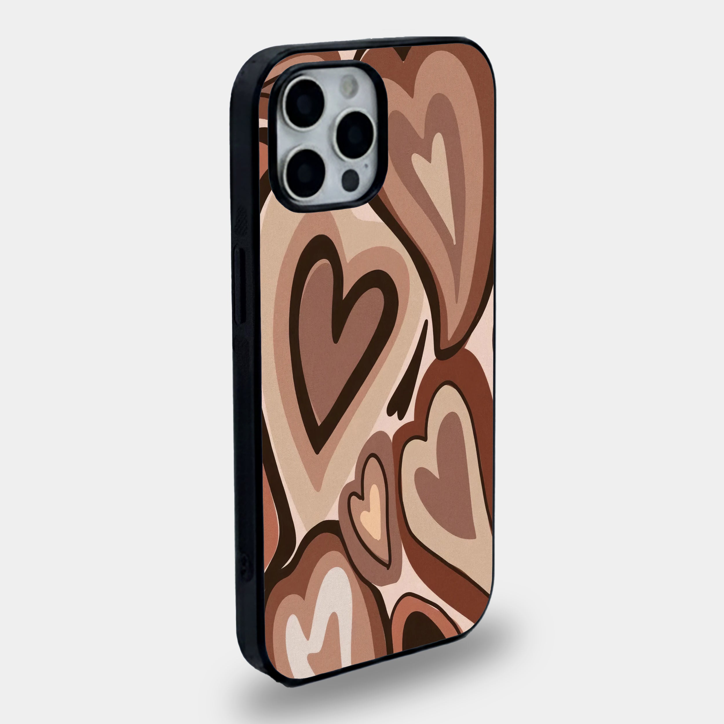 Mocha Heart Swirl | Premium Glass iPhone & Samsung Mobile Cover Case