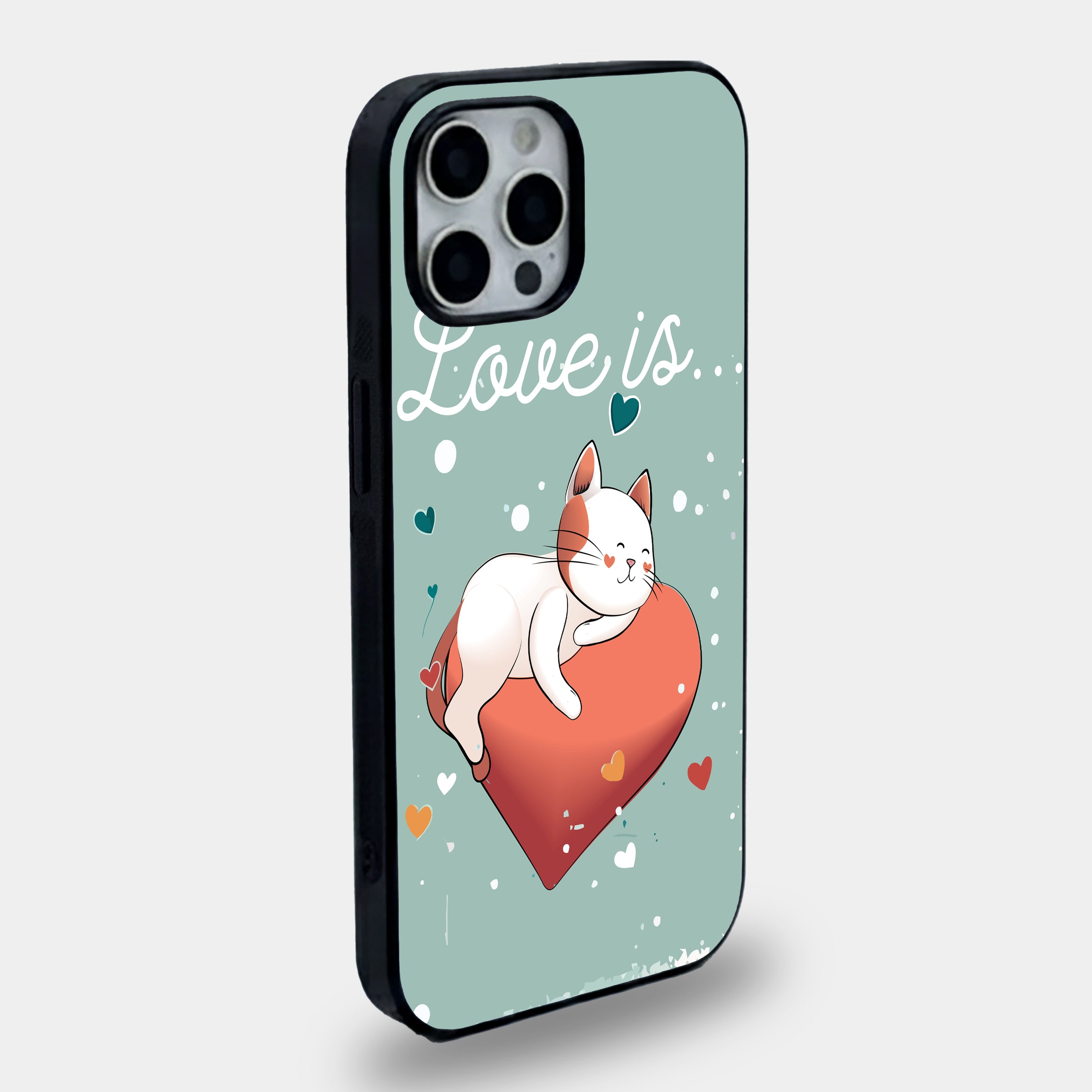 Heart Hugging Kitten | Premium Glass iPhone Mobile Cover Case