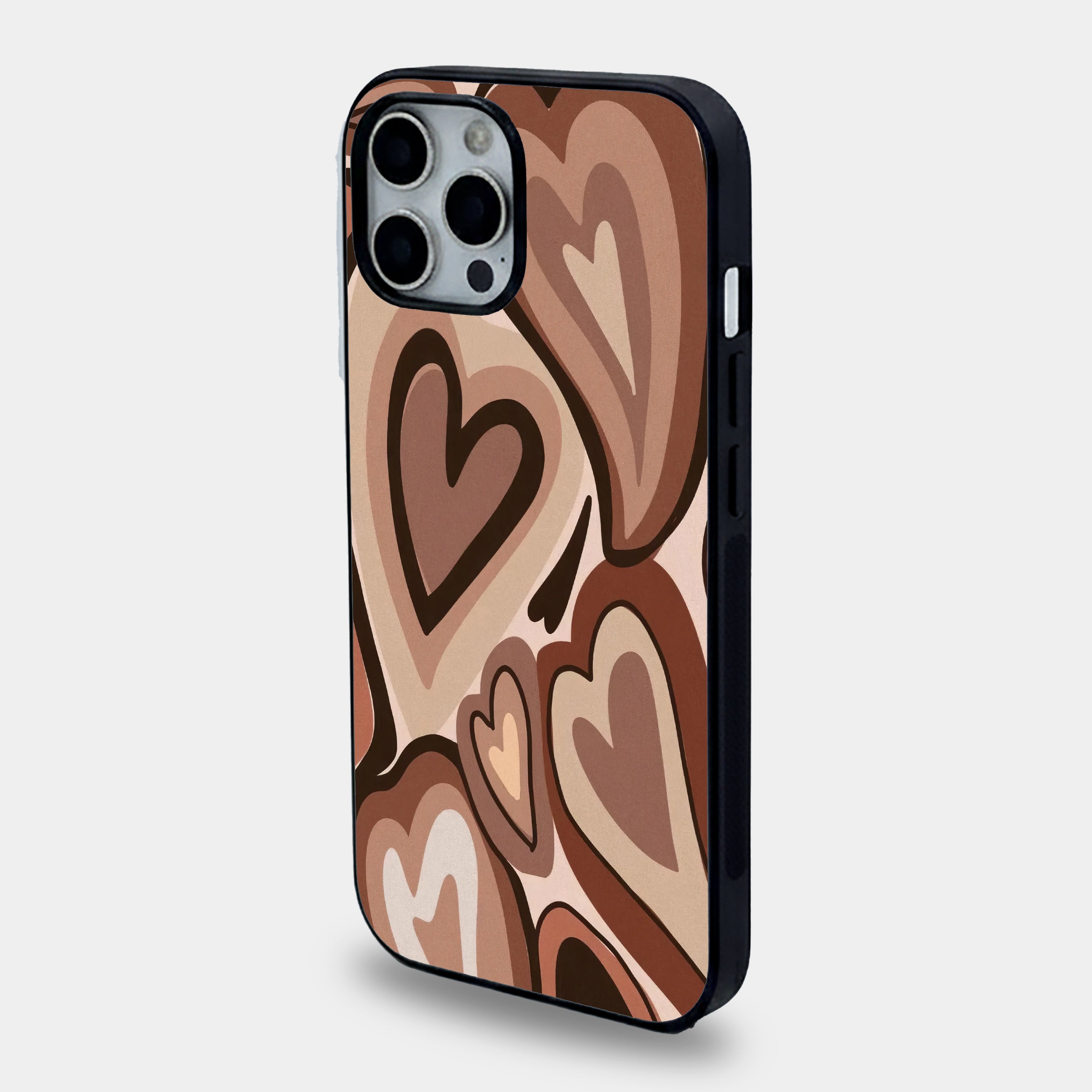 Mocha Heart Swirl | Premium Glass iPhone & Samsung Mobile Cover Case
