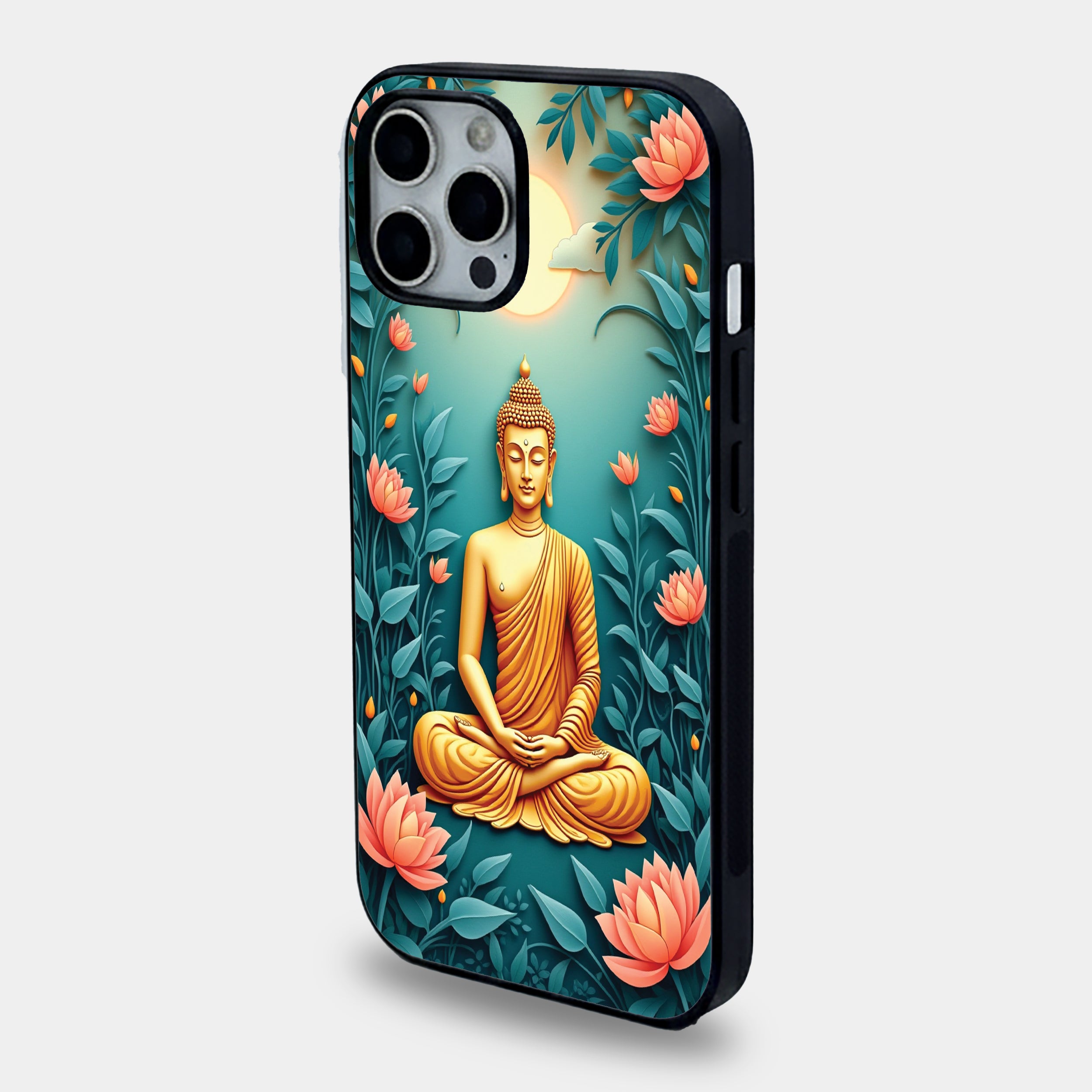 Meditating Golden Buddha Art | Premium Glass iPhone Mobile Cover Case