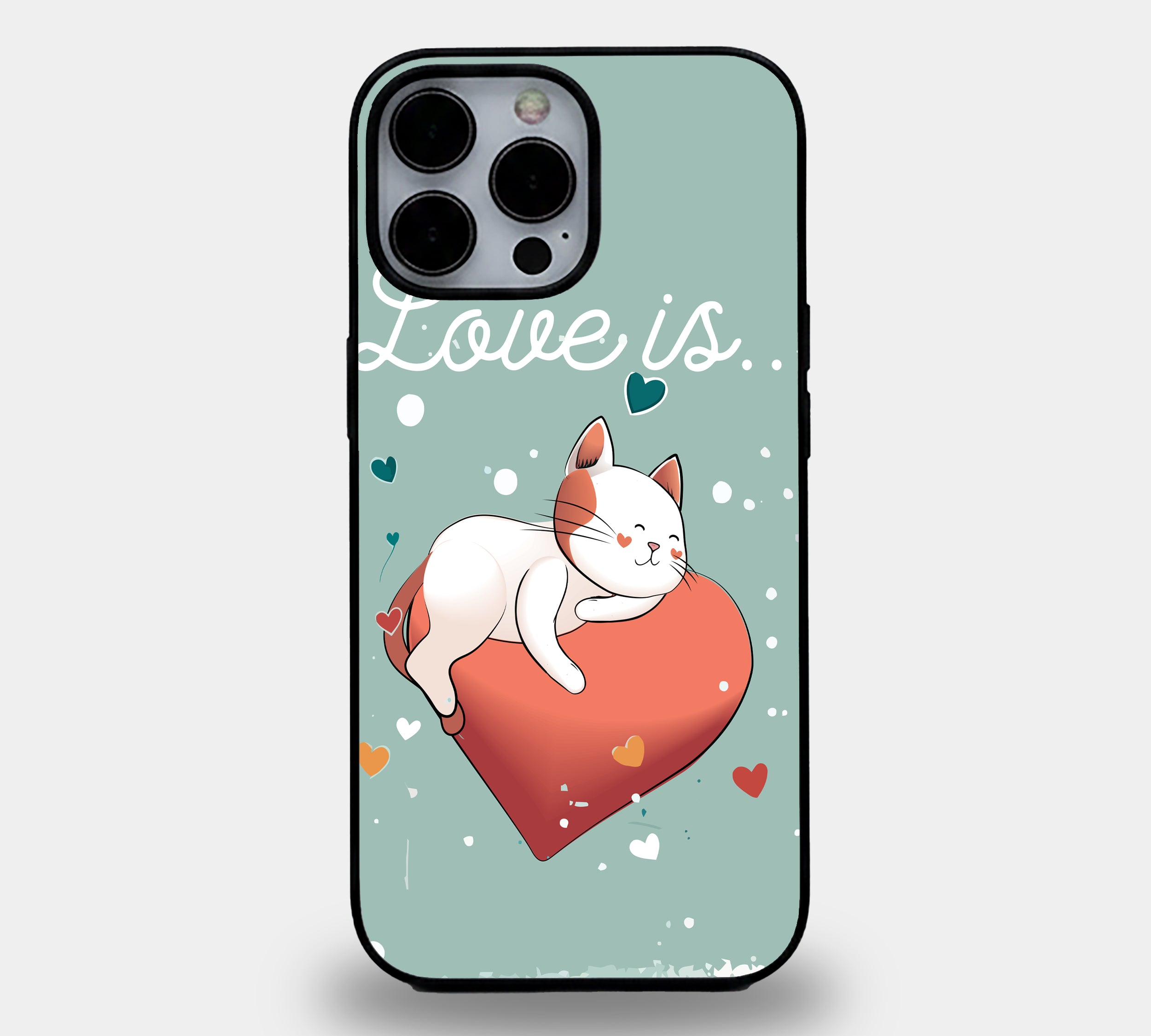 Heart Hugging Kitten | Premium Glass iPhone Mobile Cover Case