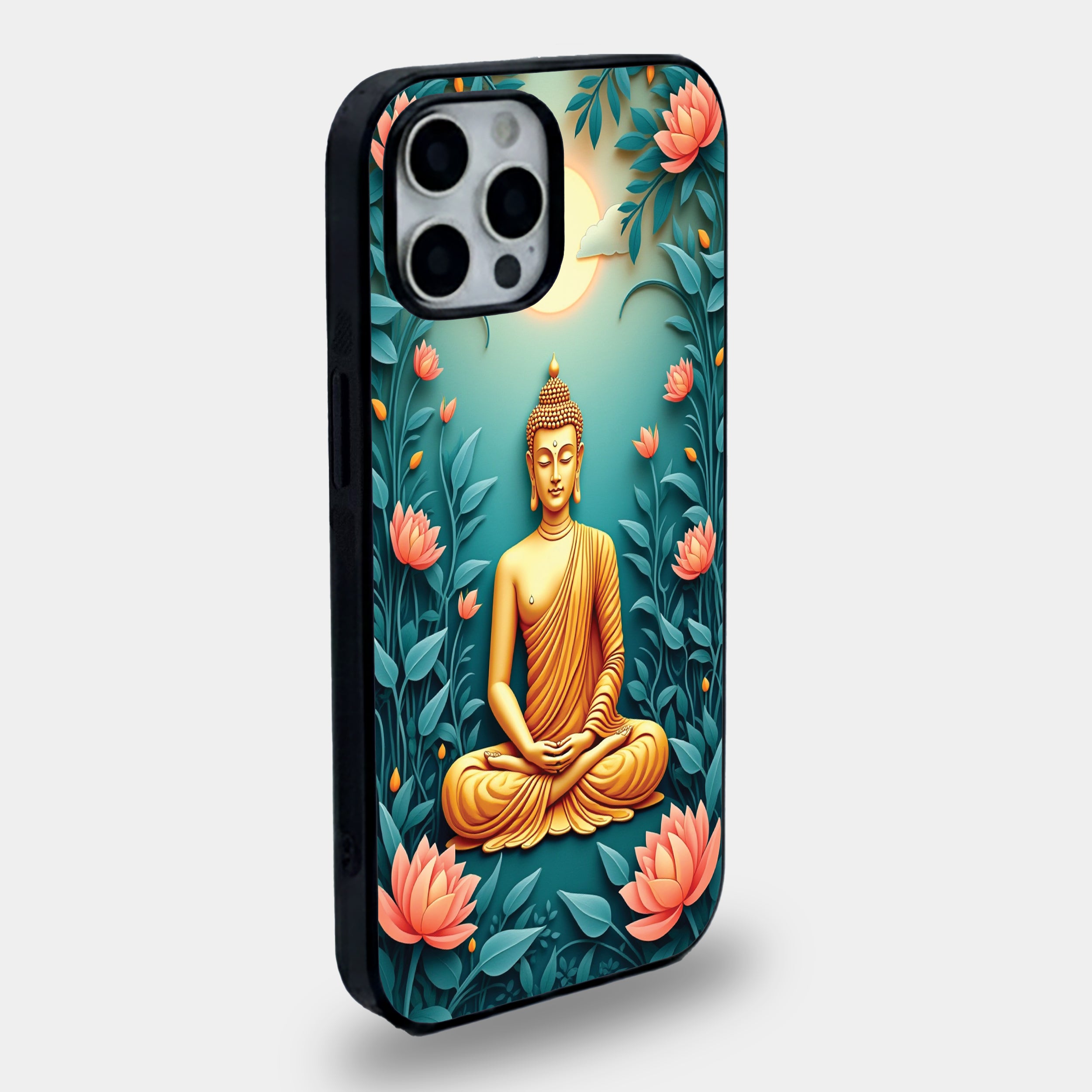Meditating Golden Buddha Art | Premium Glass iPhone Mobile Cover Case