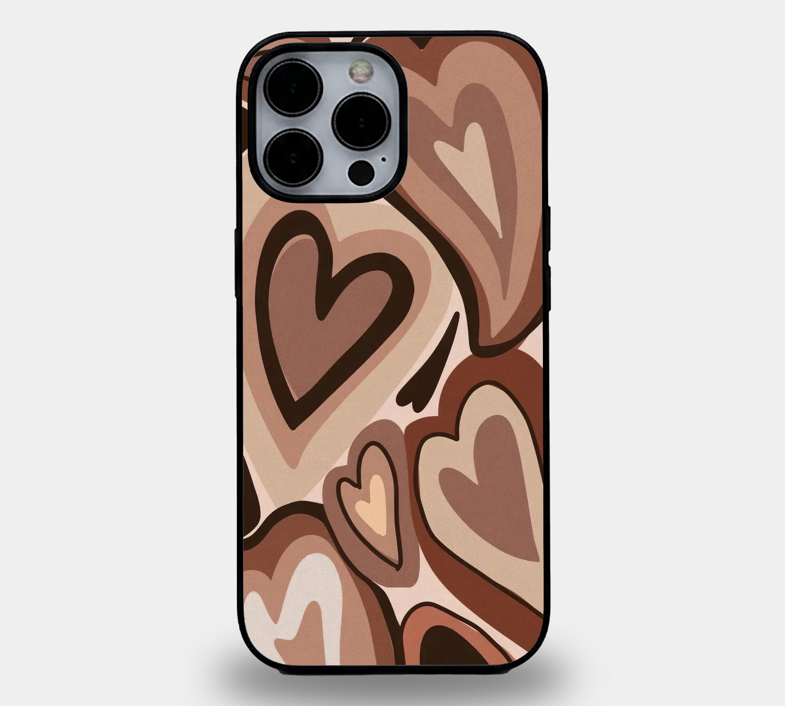 Mocha Heart Swirl | Premium Glass iPhone & Samsung Mobile Cover Case