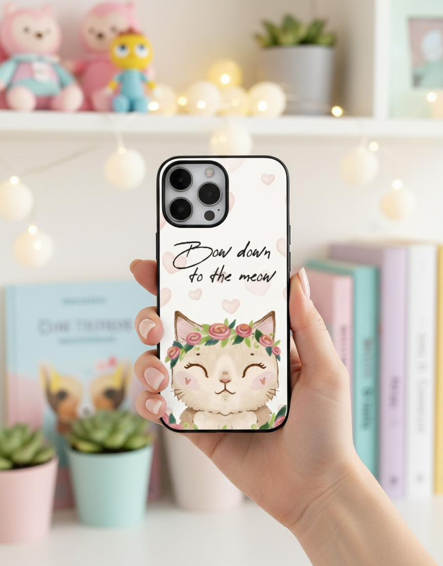 Boho Blossom Cat | Premium Glass iPhone Mobile Cover Case