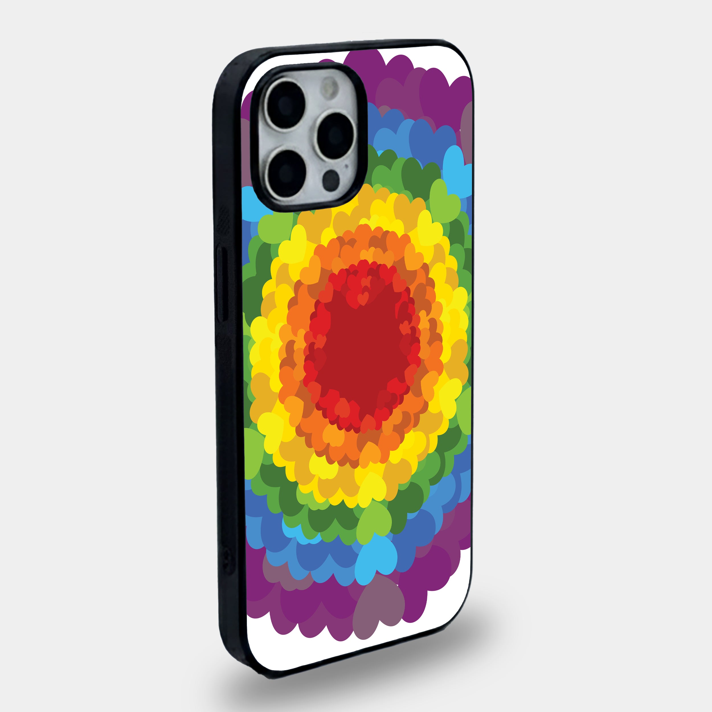 Rainbow Heart Mandala | Premium Glass iPhone Mobile Cover Case