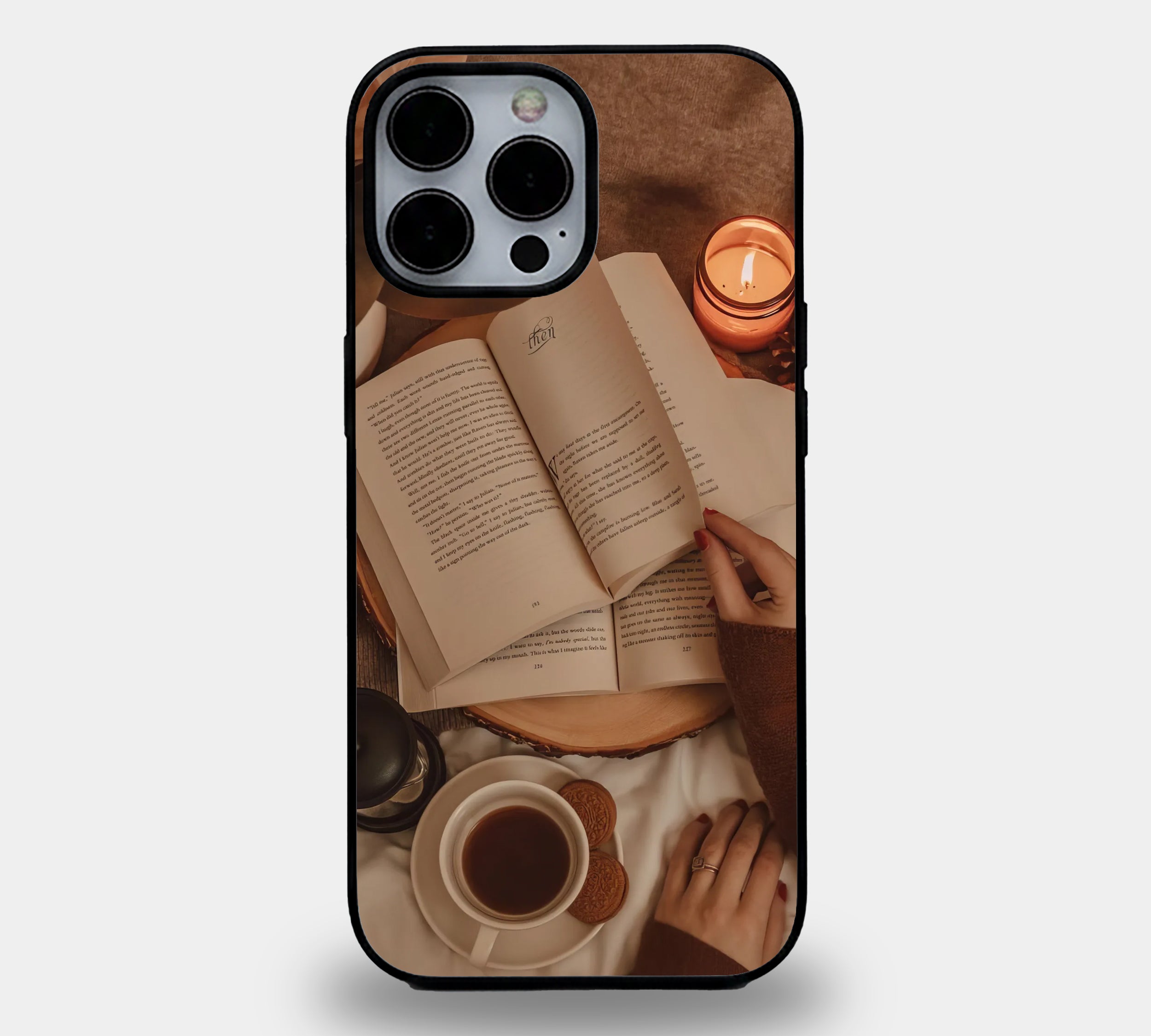 "The Reader's Retreat" - Cozy Book & Candle Design | Premium Glass iPhone & Samsung Mobile Cover Case