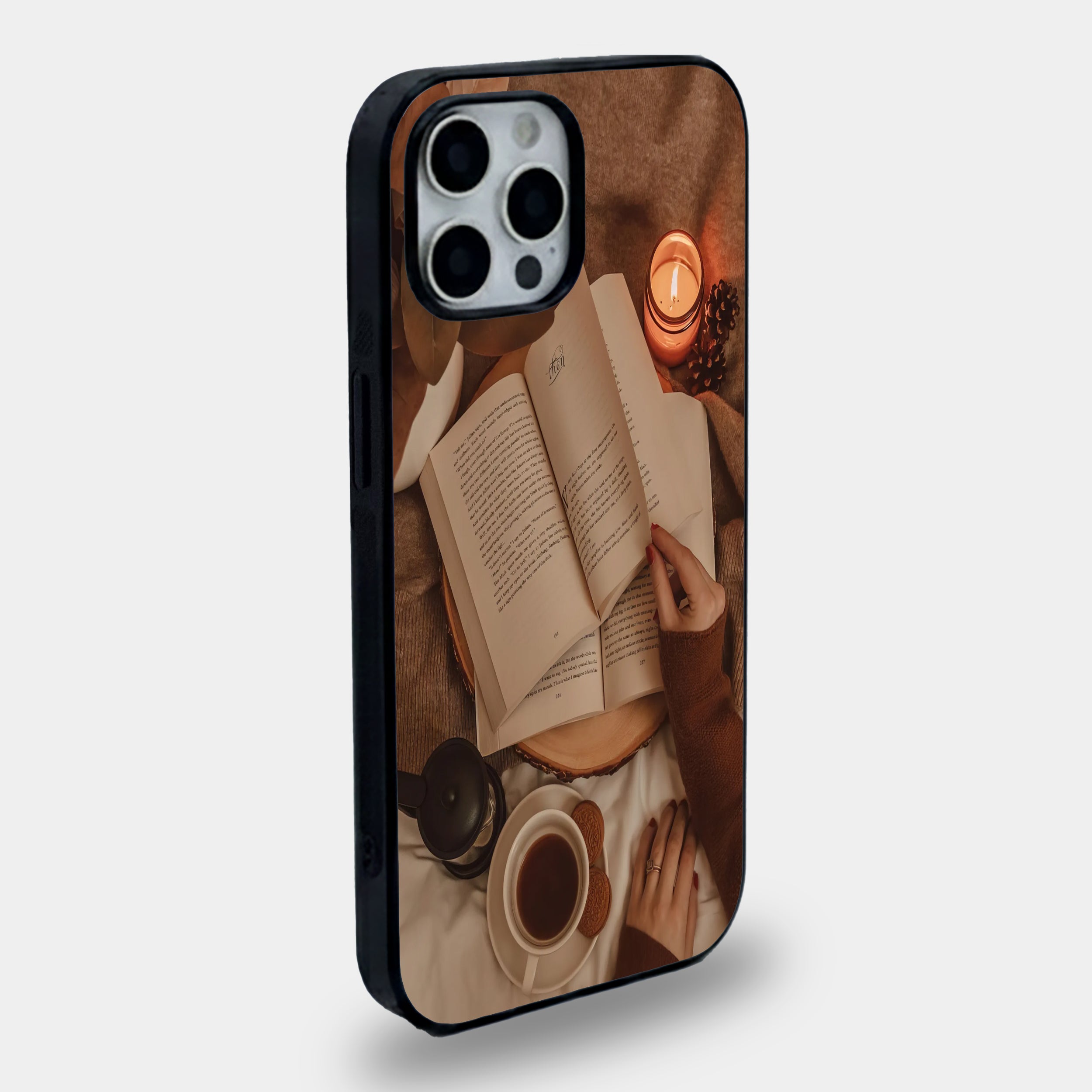 "The Reader's Retreat" - Cozy Book & Candle Design | Premium Glass iPhone & Samsung Mobile Cover Case