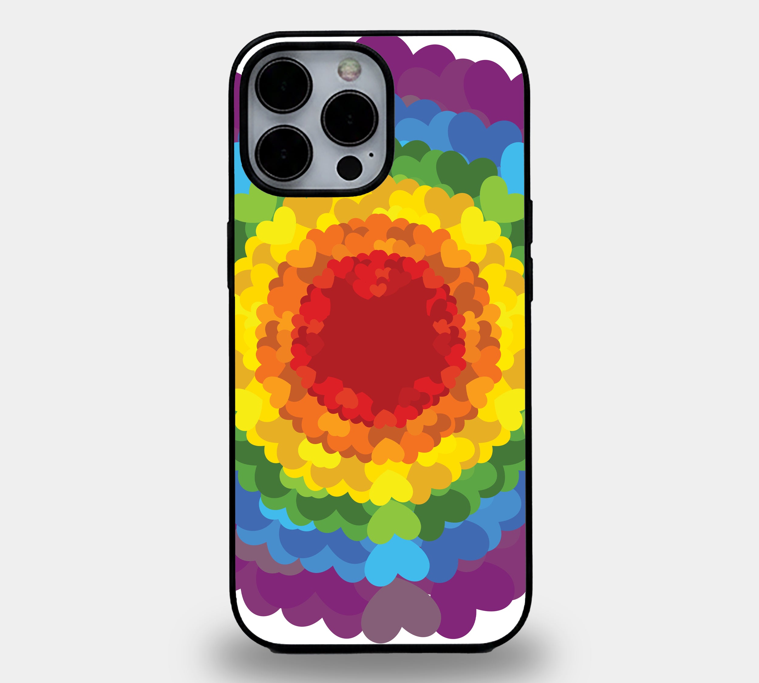 Rainbow Heart Mandala | Premium Glass iPhone Mobile Cover Case