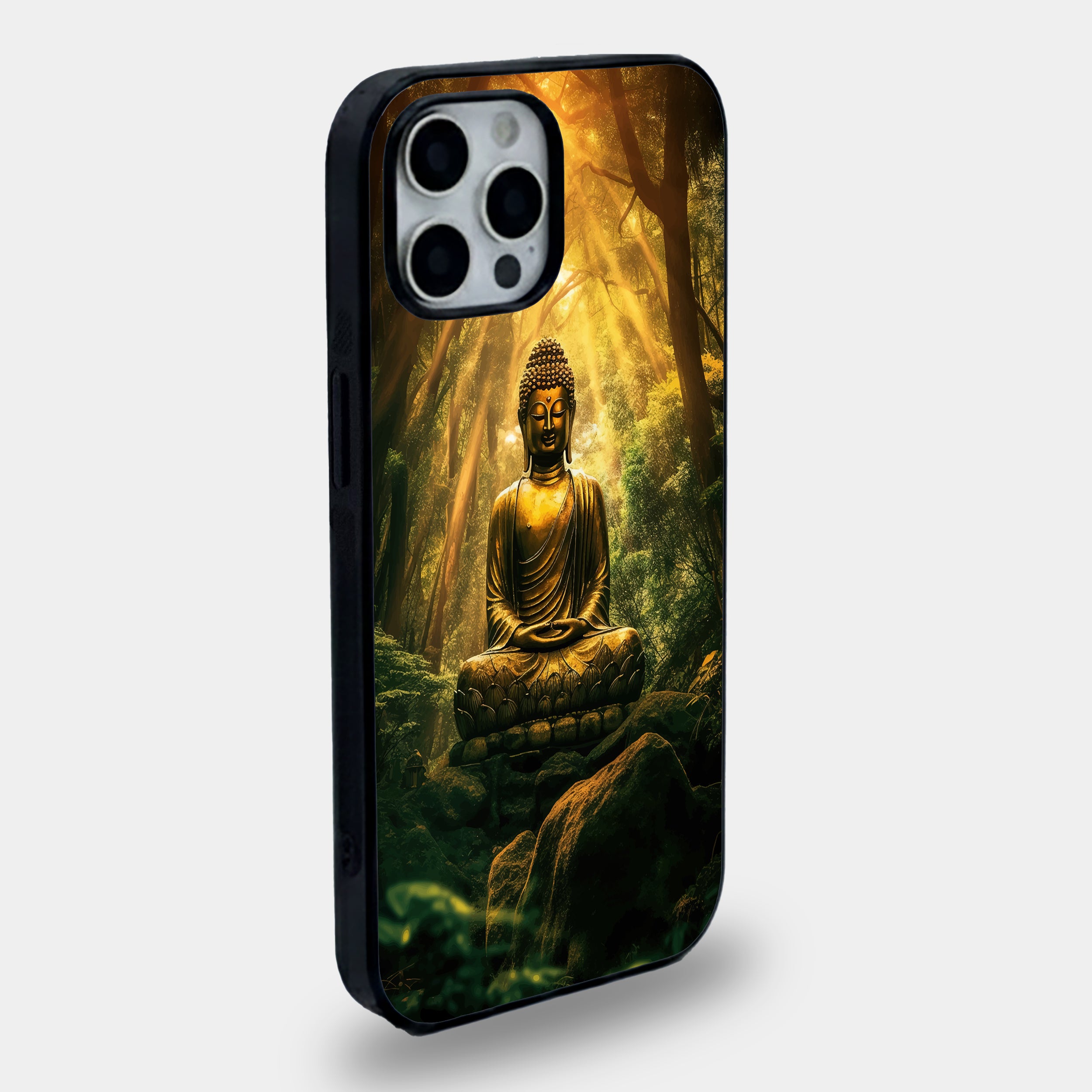 Golden Buddha Zen Forest  | Premium Glass iPhone Mobile Cover Case
