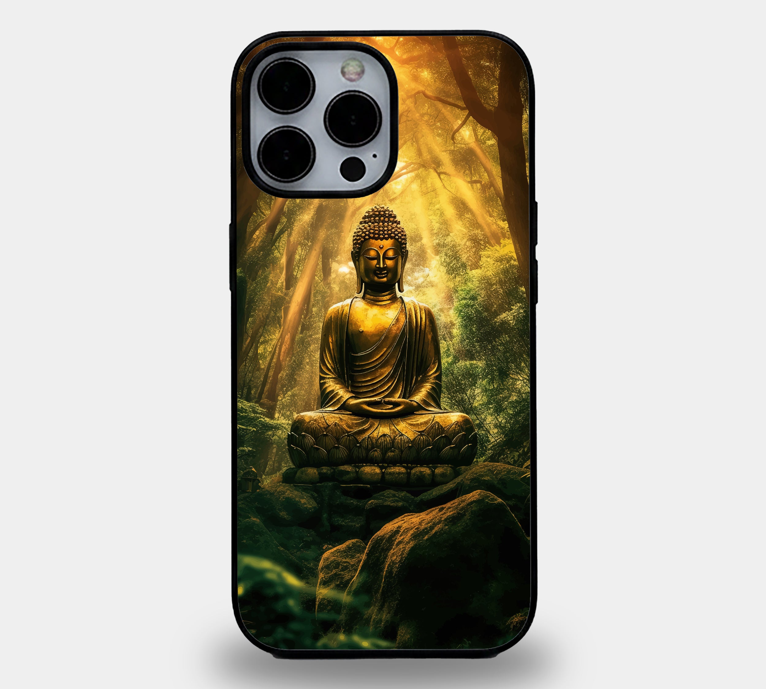 Golden Buddha Zen Forest  | Premium Glass iPhone Mobile Cover Case