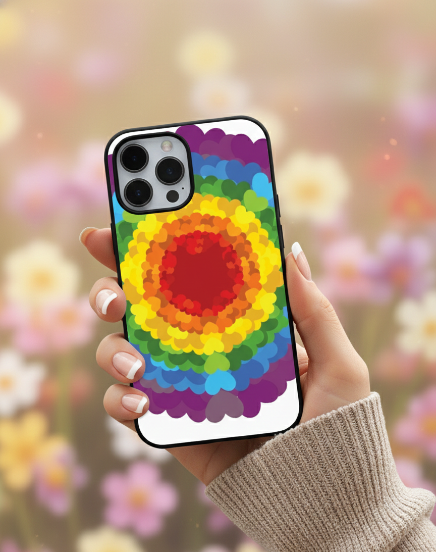 Rainbow Heart Mandala | Premium Glass iPhone & Samsung Mobile Cover Case