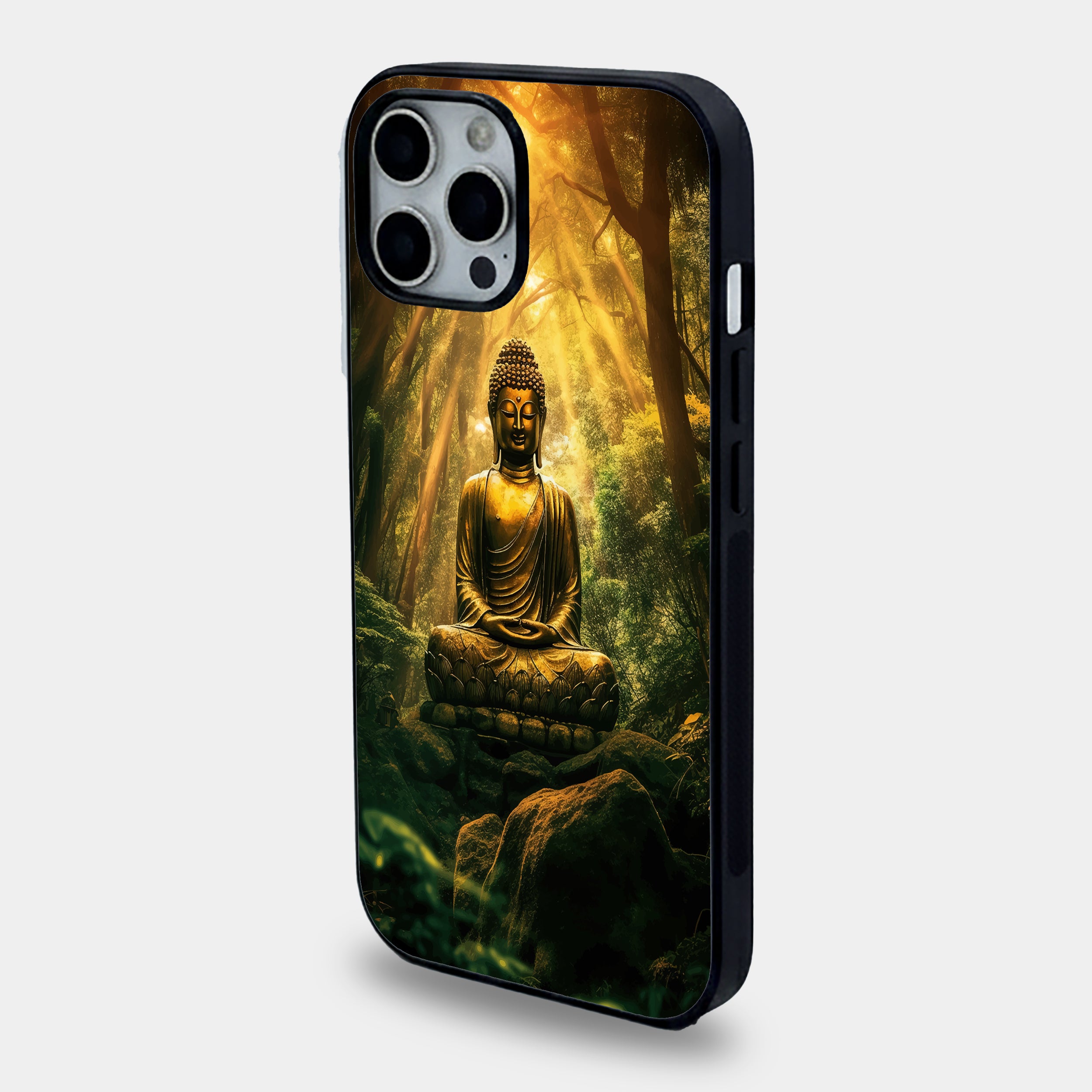 Golden Buddha Zen Forest  | Premium Glass iPhone & Samsung Mobile Cover Case