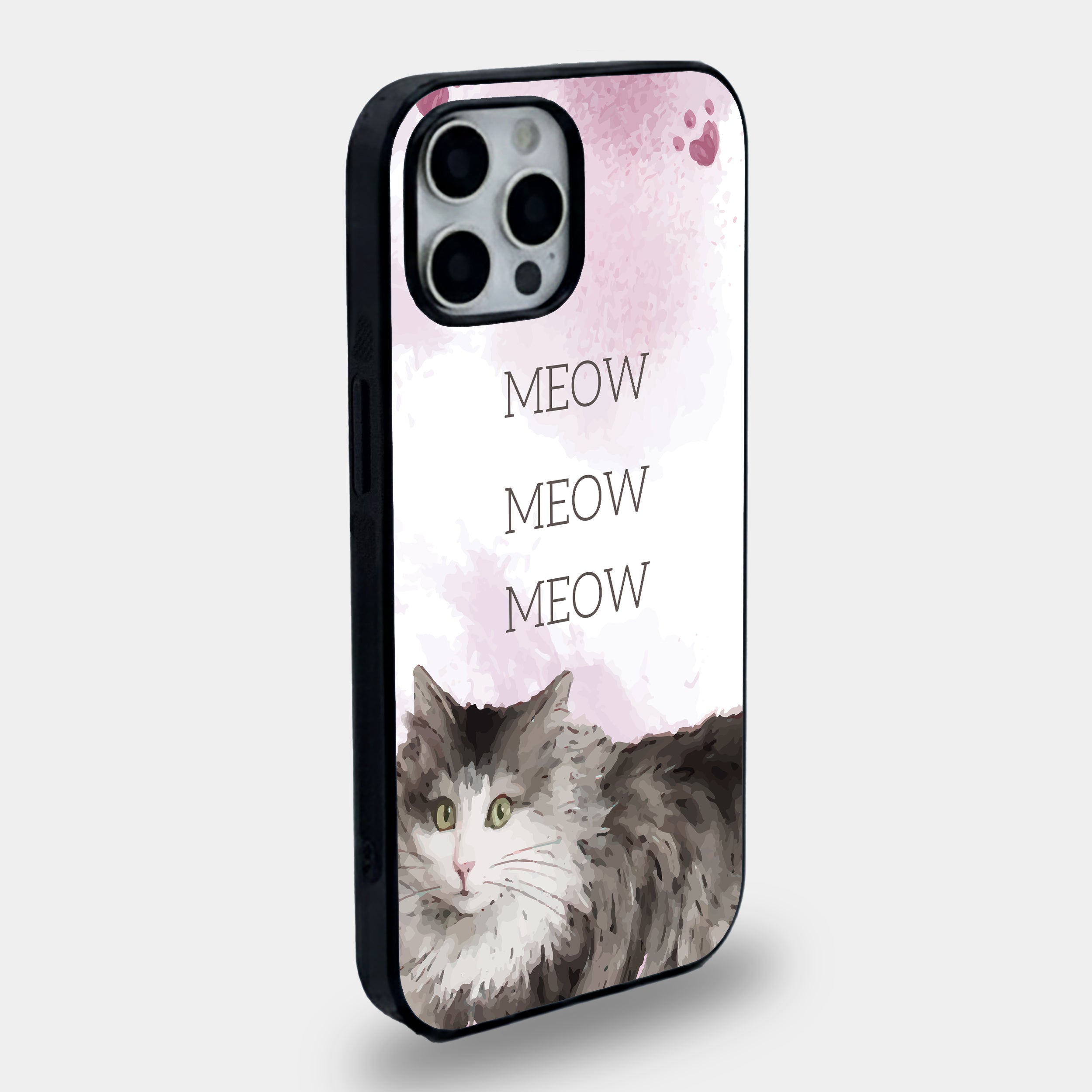 Blush Mist Longhair Cat  | Premium Glass iPhone Mobile Cover Case