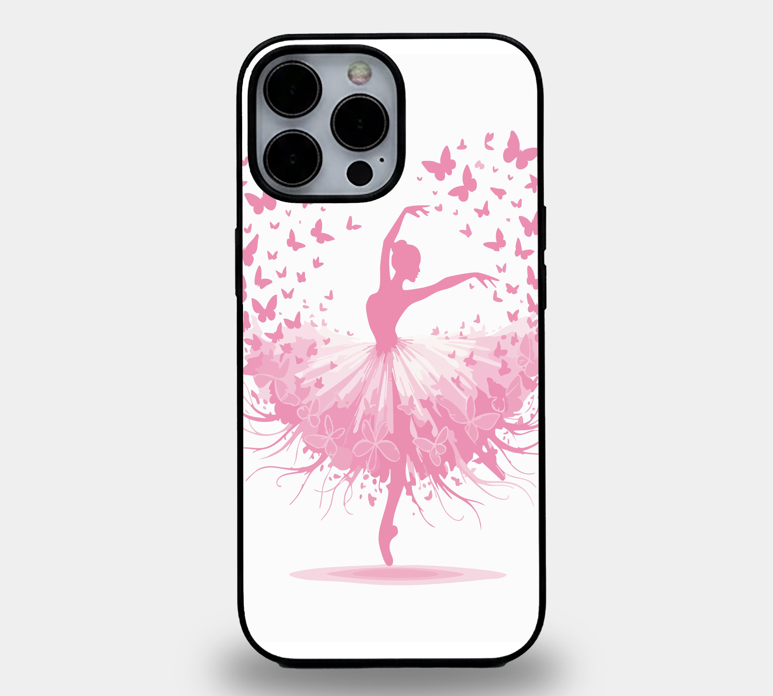 Pink Butterfly Ballerina Silhouette | Premium Glass iPhone Mobile Cover Case