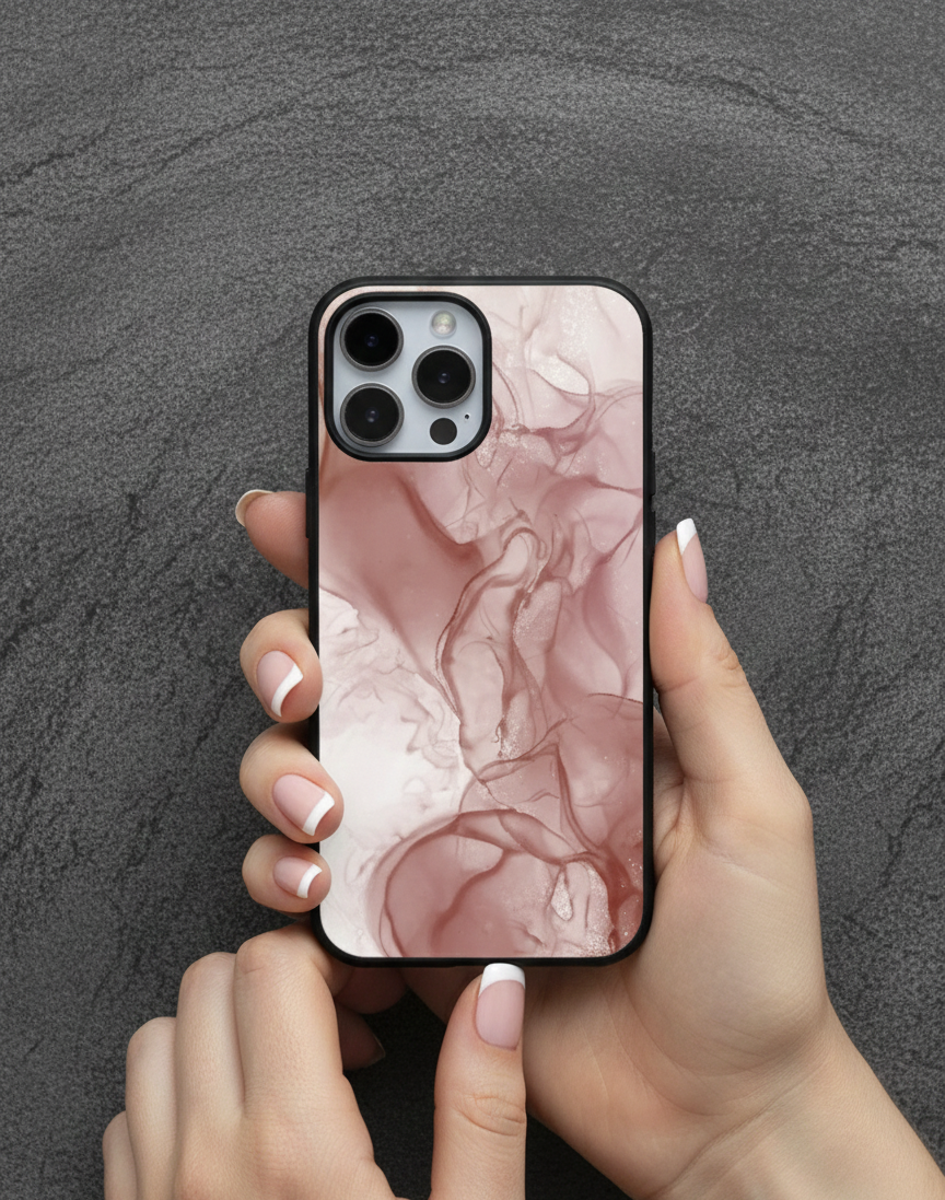 Dusty Rose Fluid Smoke | Premium Glass iPhone Mobile Cover Case
