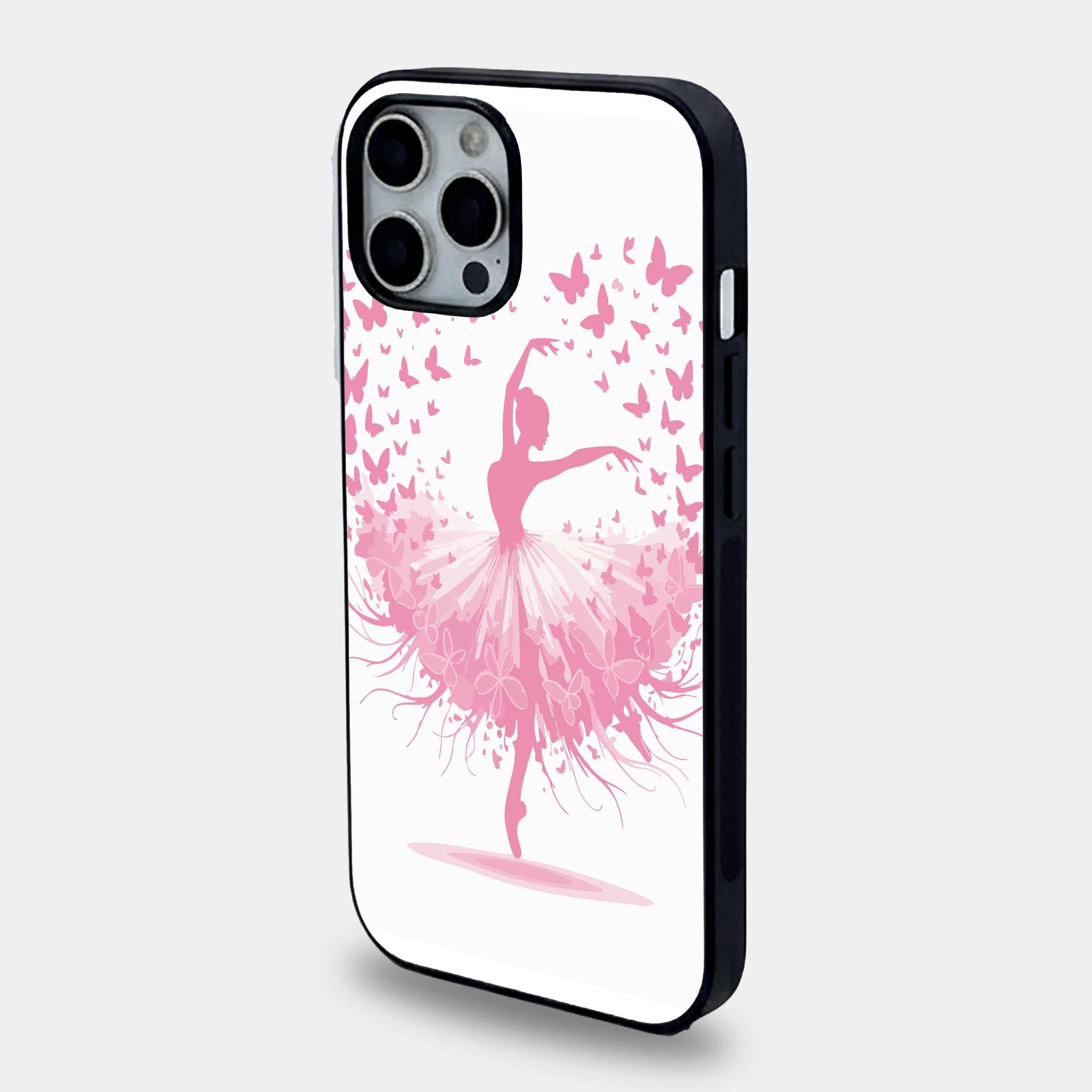Pink Butterfly Ballerina Silhouette | Premium Glass iPhone Mobile Cover Case